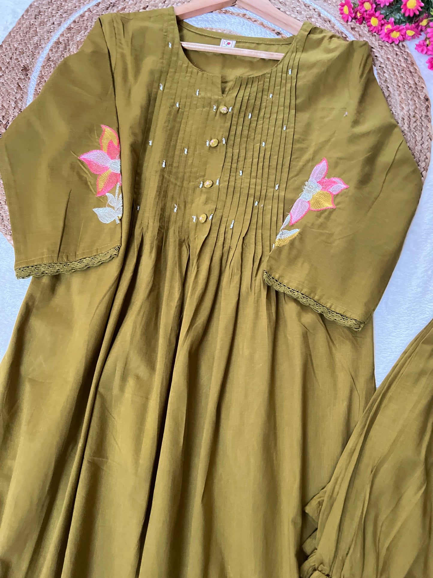 Premium cotton dress with embroidery