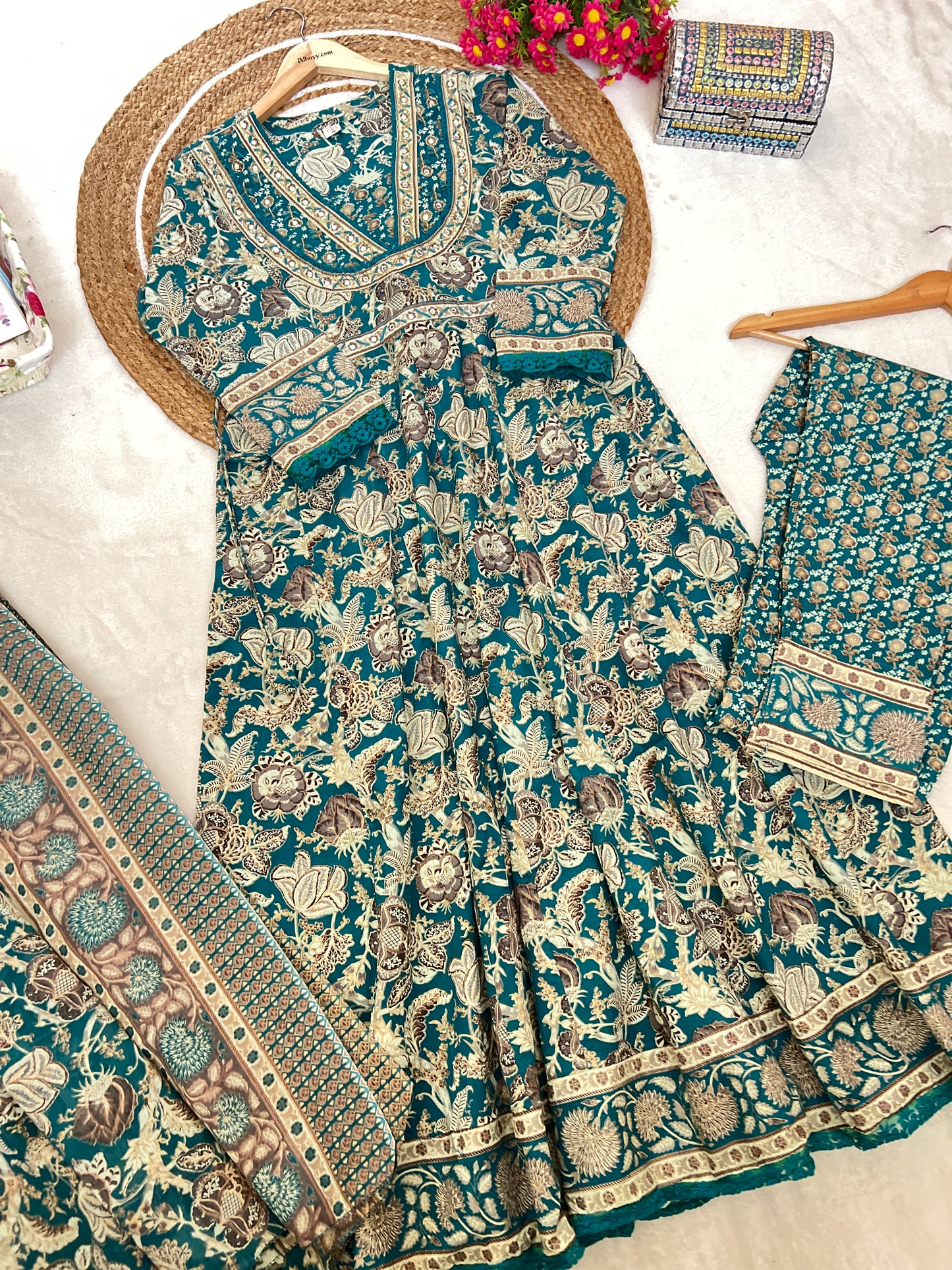 Beautiful cotton frock set with full lace work
