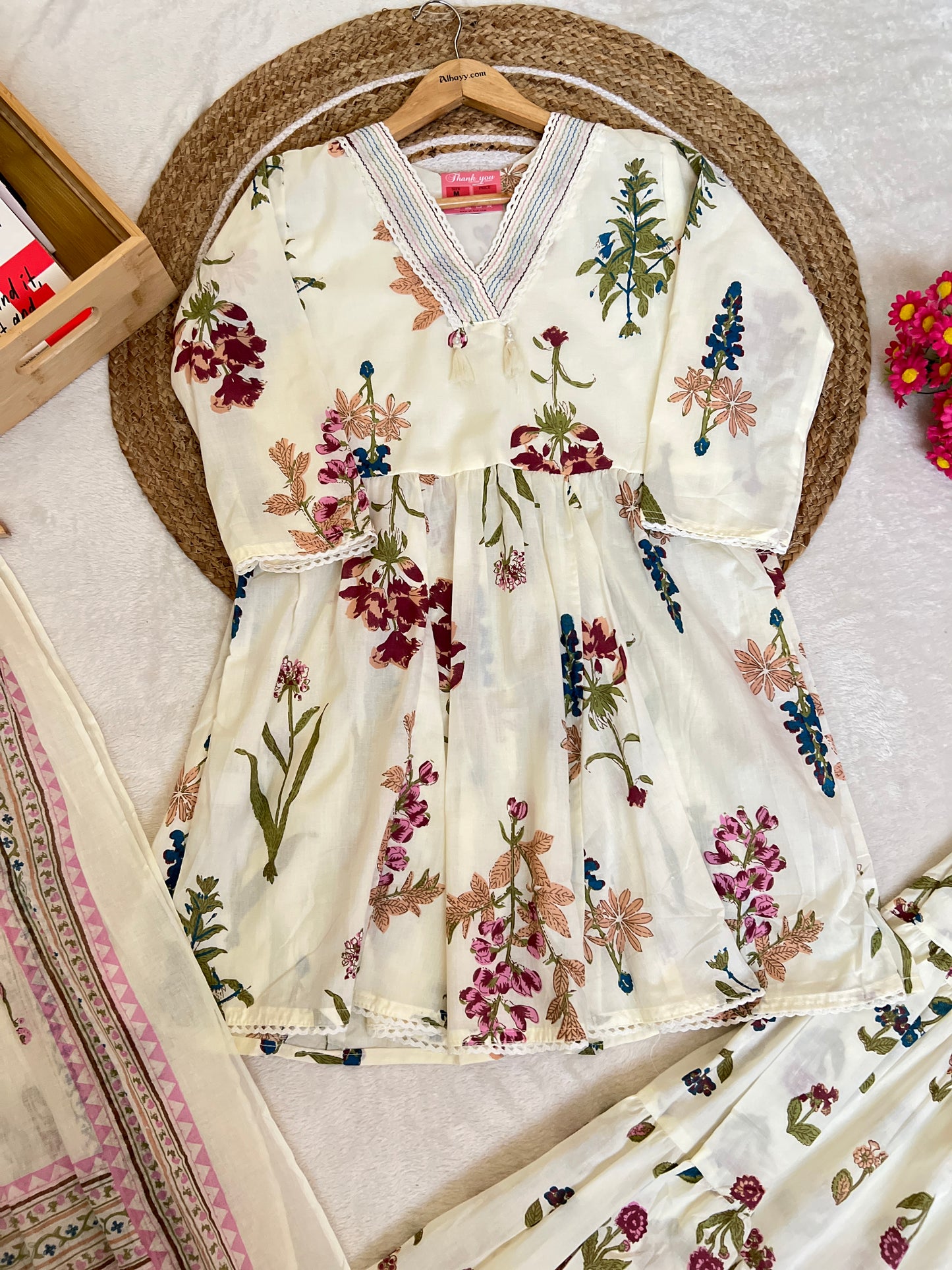 Beautiful dress in mul cotton with free earring