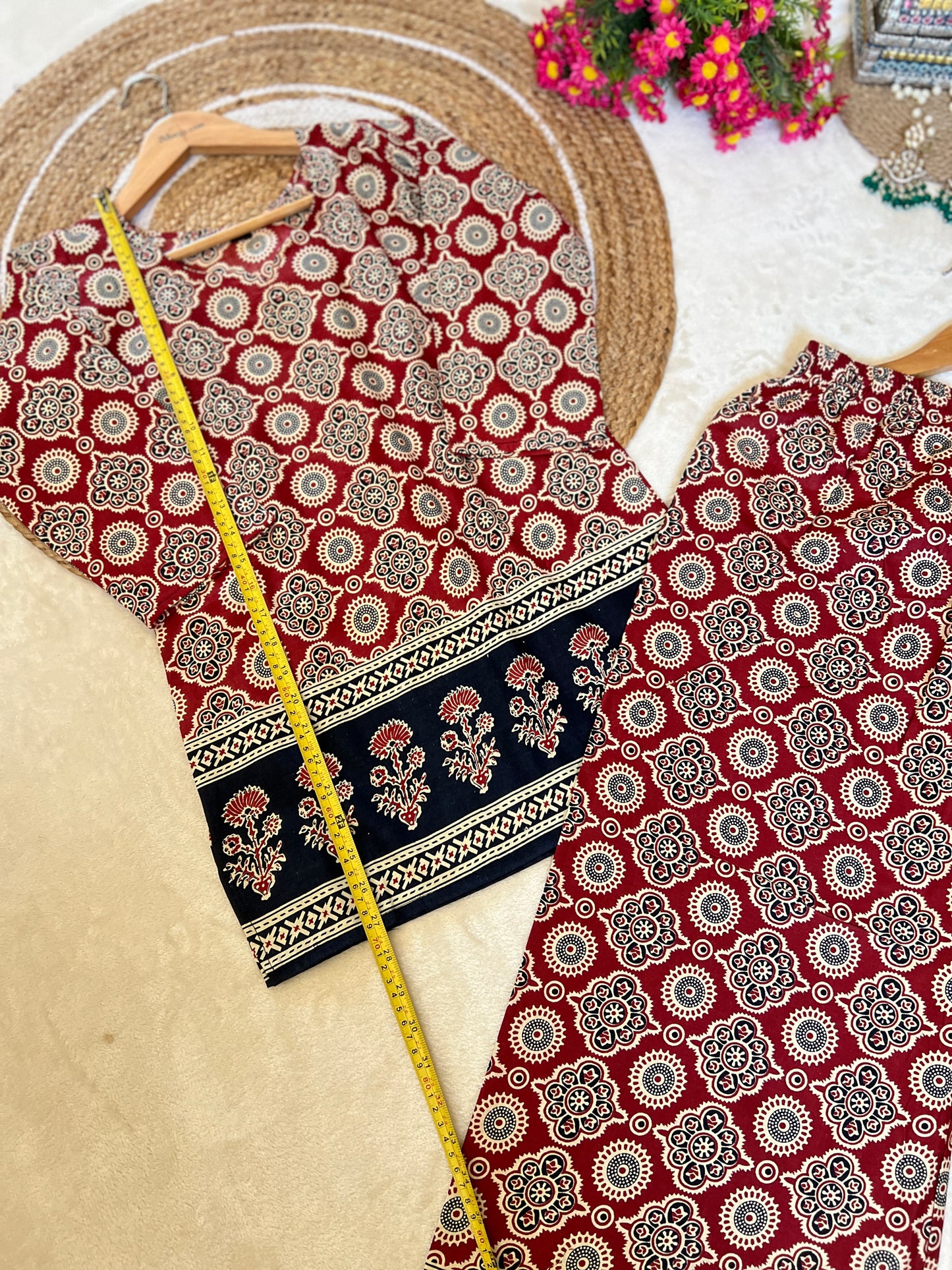 Beautiful cord set in unique style , ajrak print