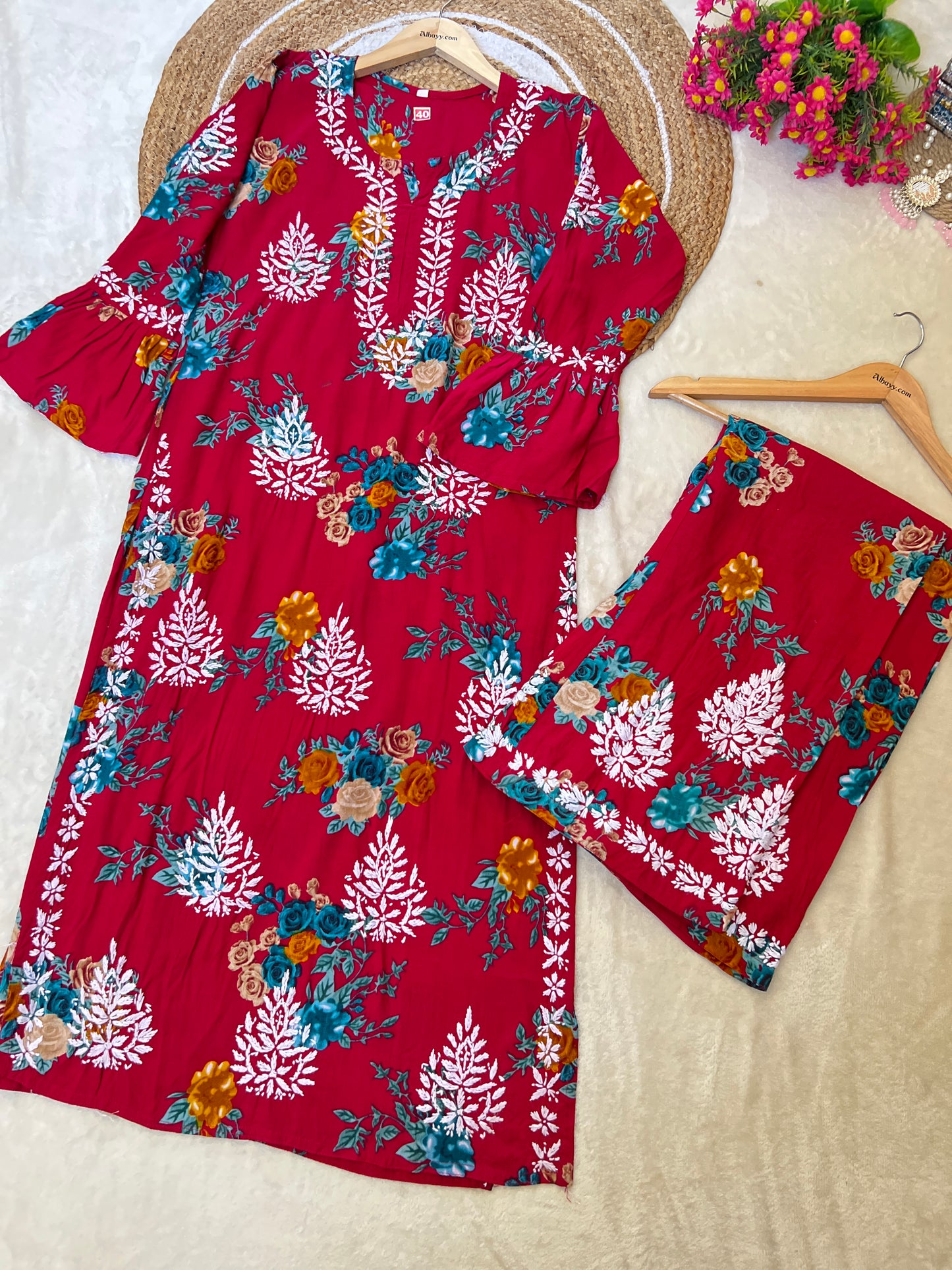 Beautiful chikankari dress in cotton rayon material