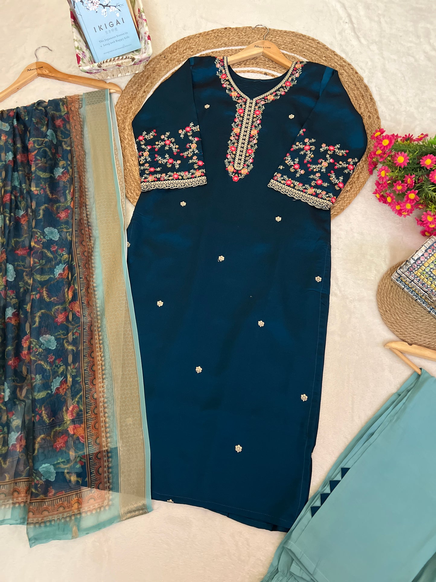 Beautiful dress with full work in premium material