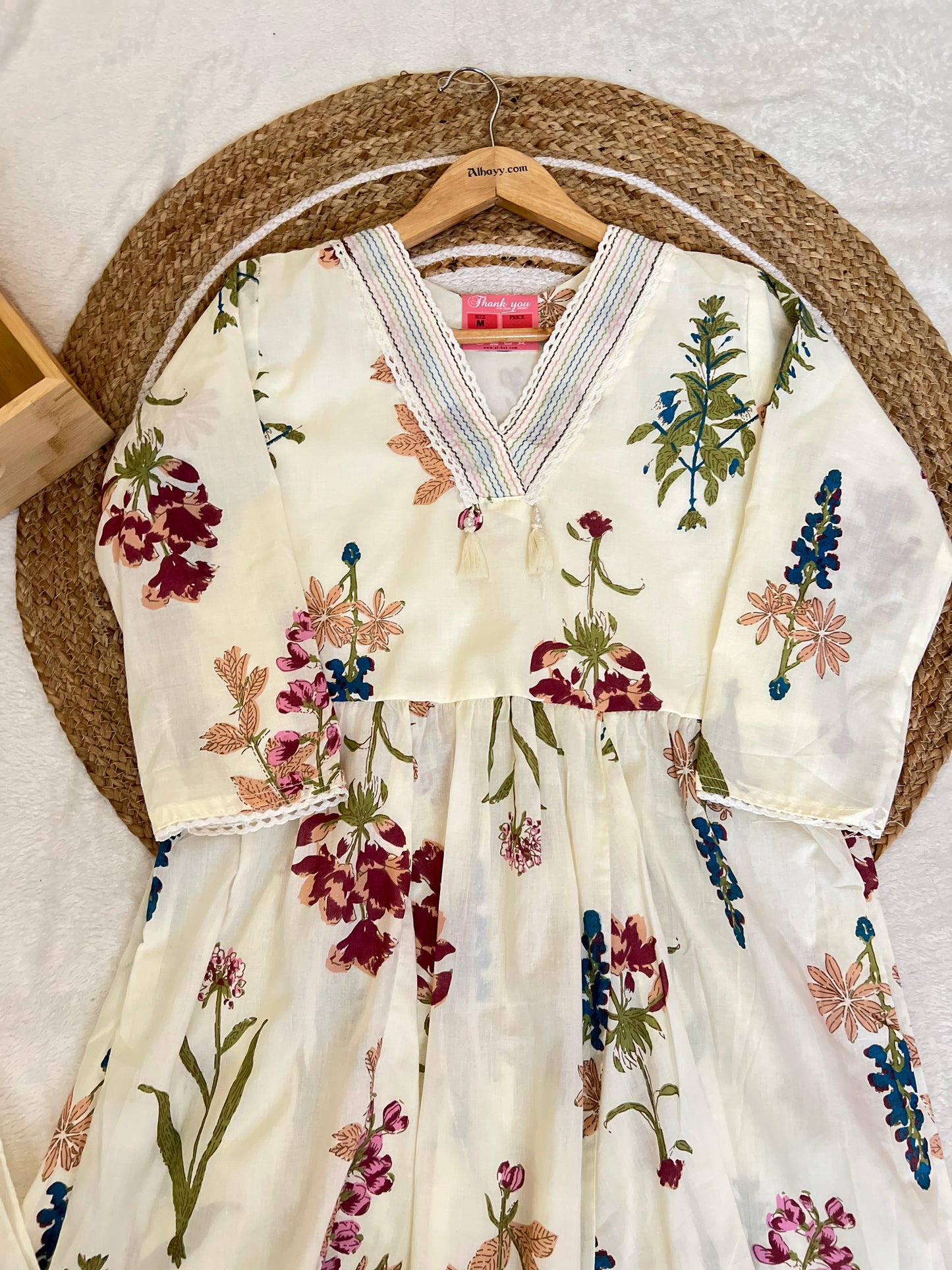 Beautiful dress in mul cotton with free earring