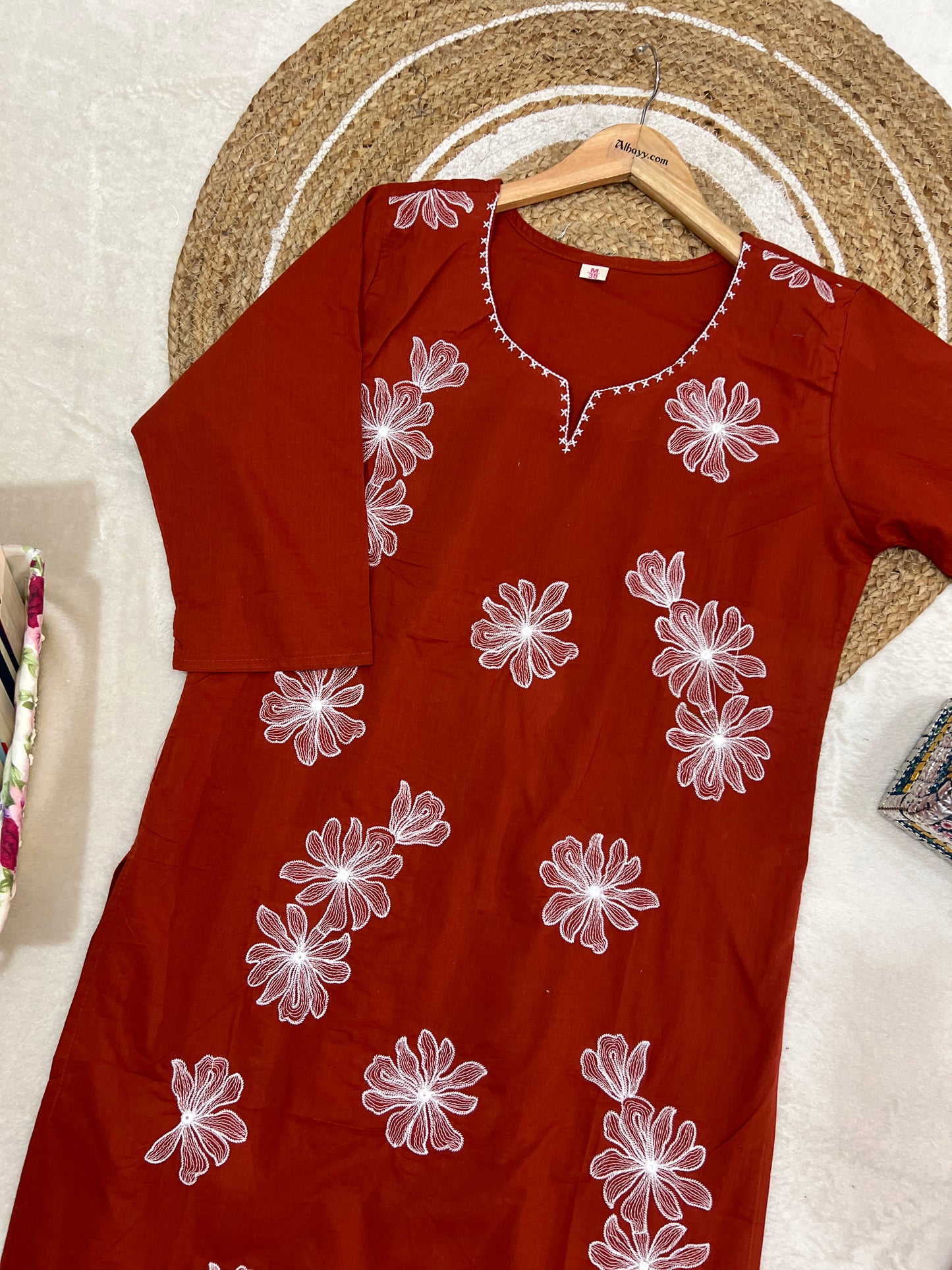 Cotton suit with full embroidery