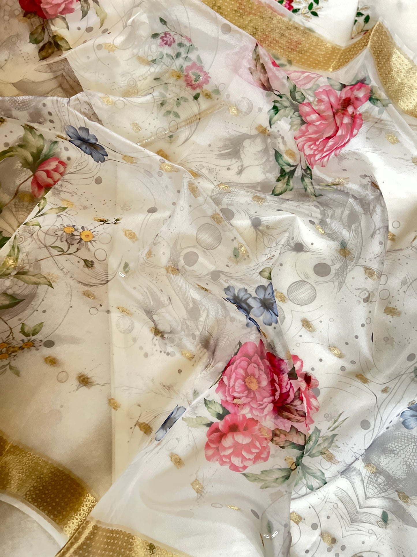 Beautiful roman silk dress with embroidery