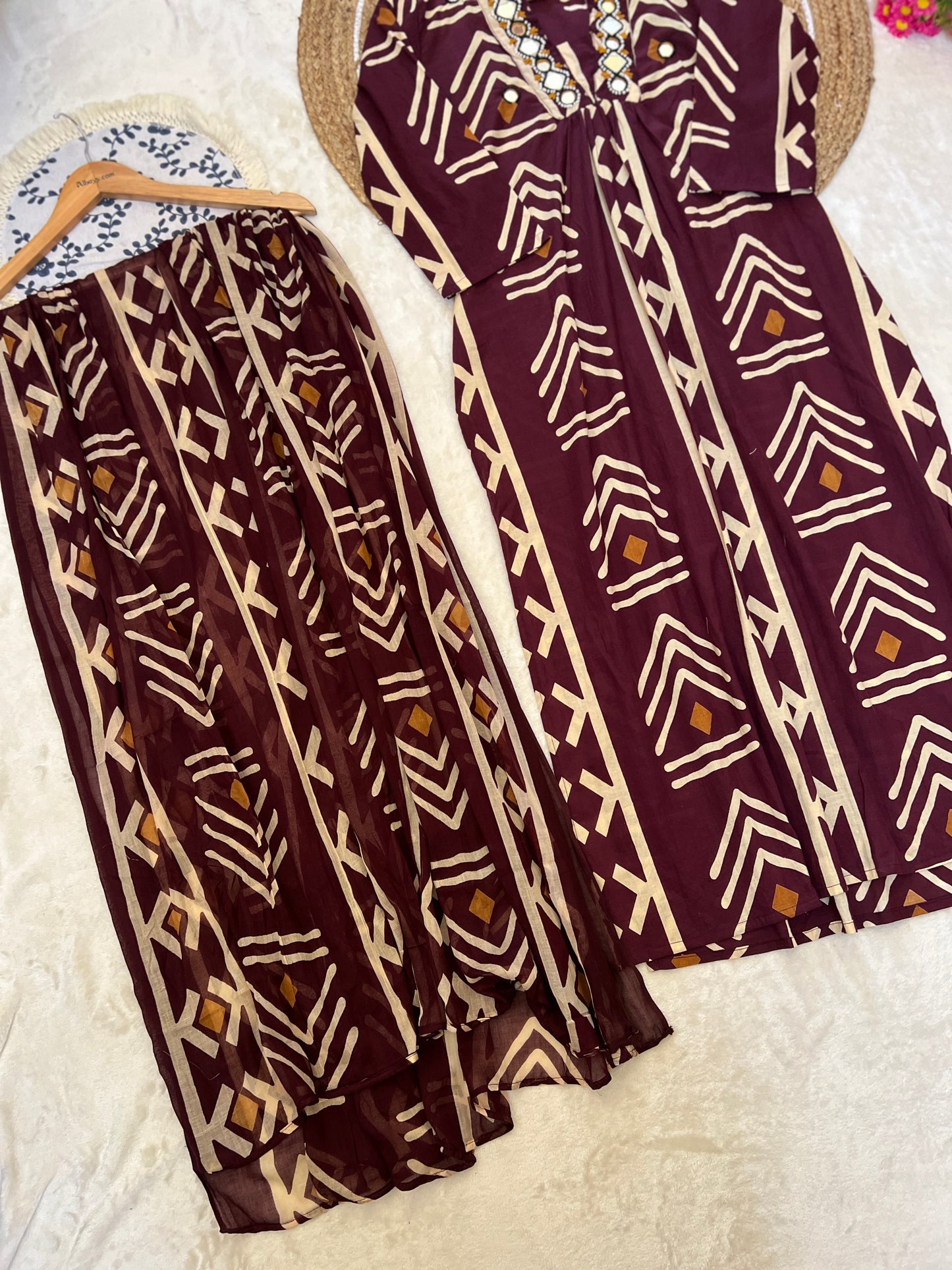 Premium Beautiful cotton dress with mirror work
