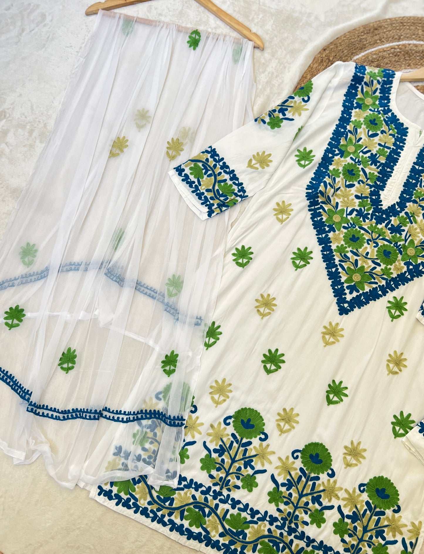 Beautiful dress with full embroidery,cotton rayon material