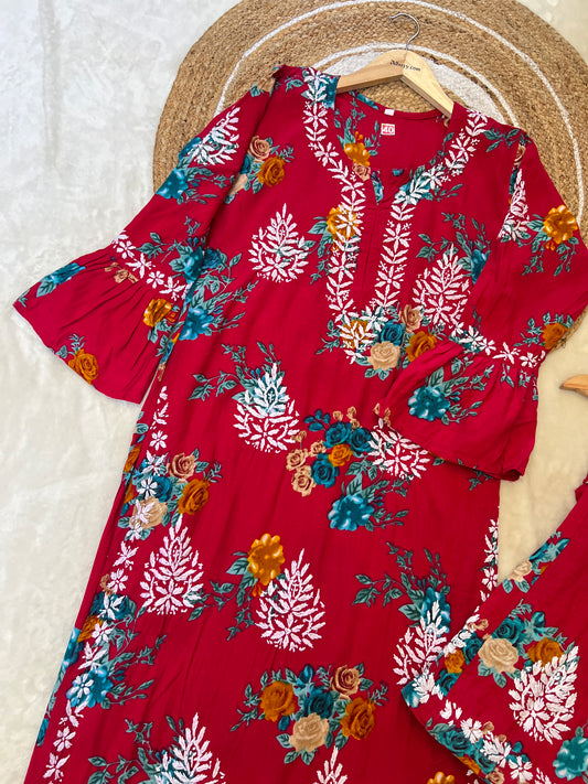 Beautiful chikankari dress in cotton rayon material