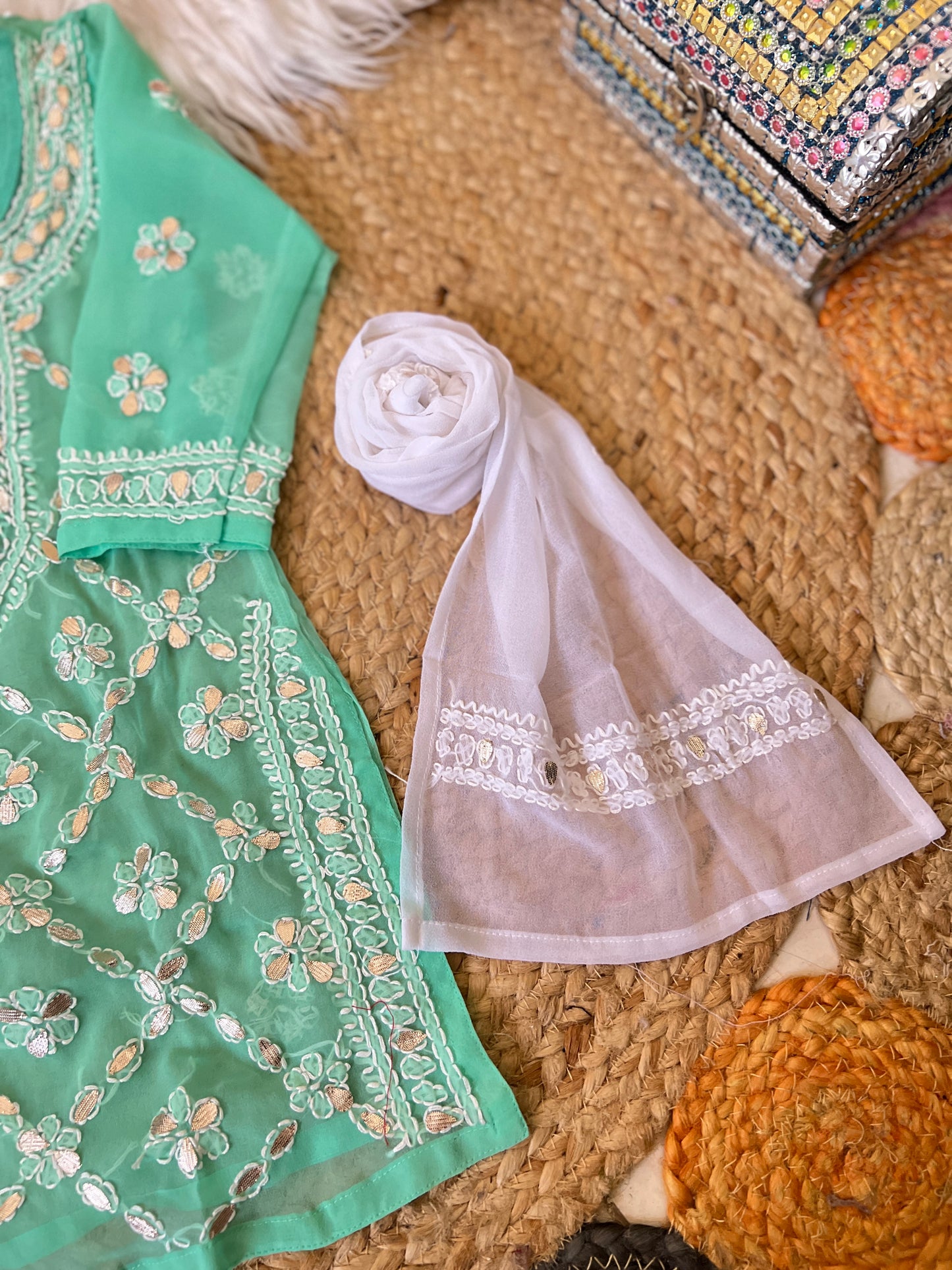 Kids chikankari with gotapatti work