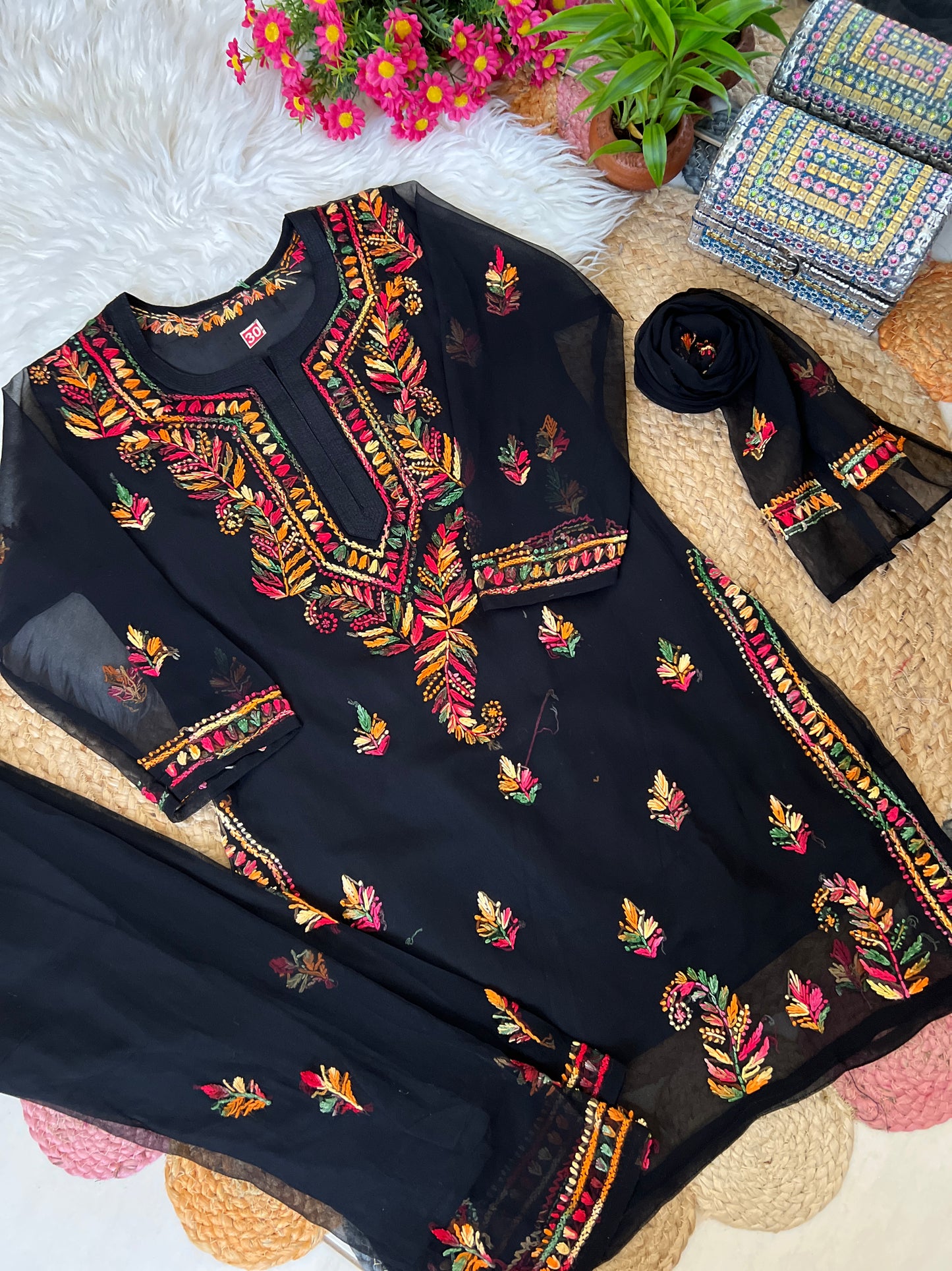 Kids Chikankari kurtie georgett material