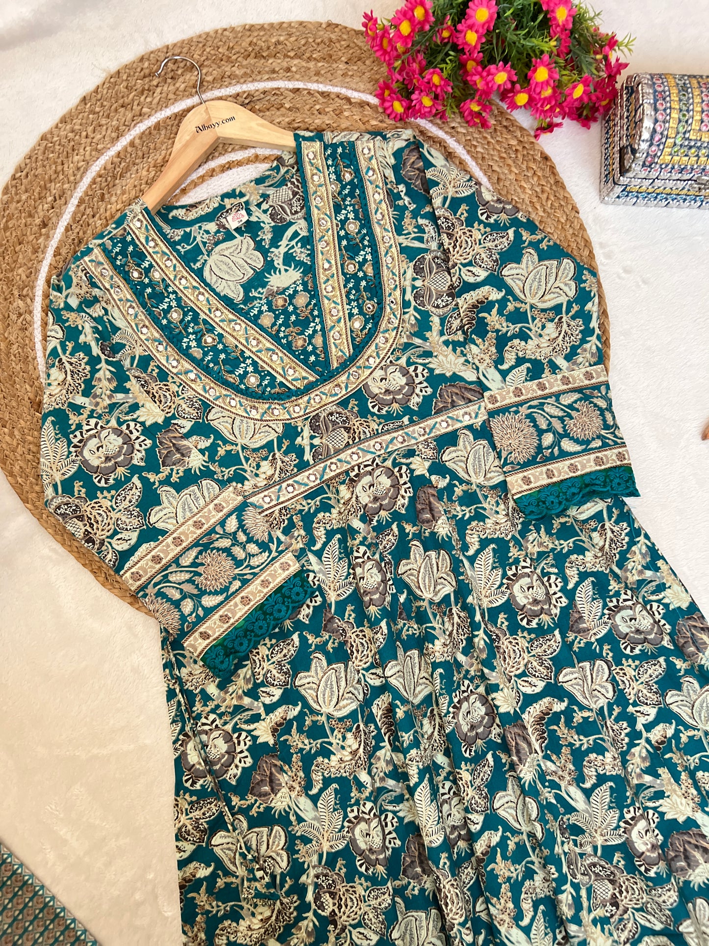 Beautiful cotton frock set with full lace work