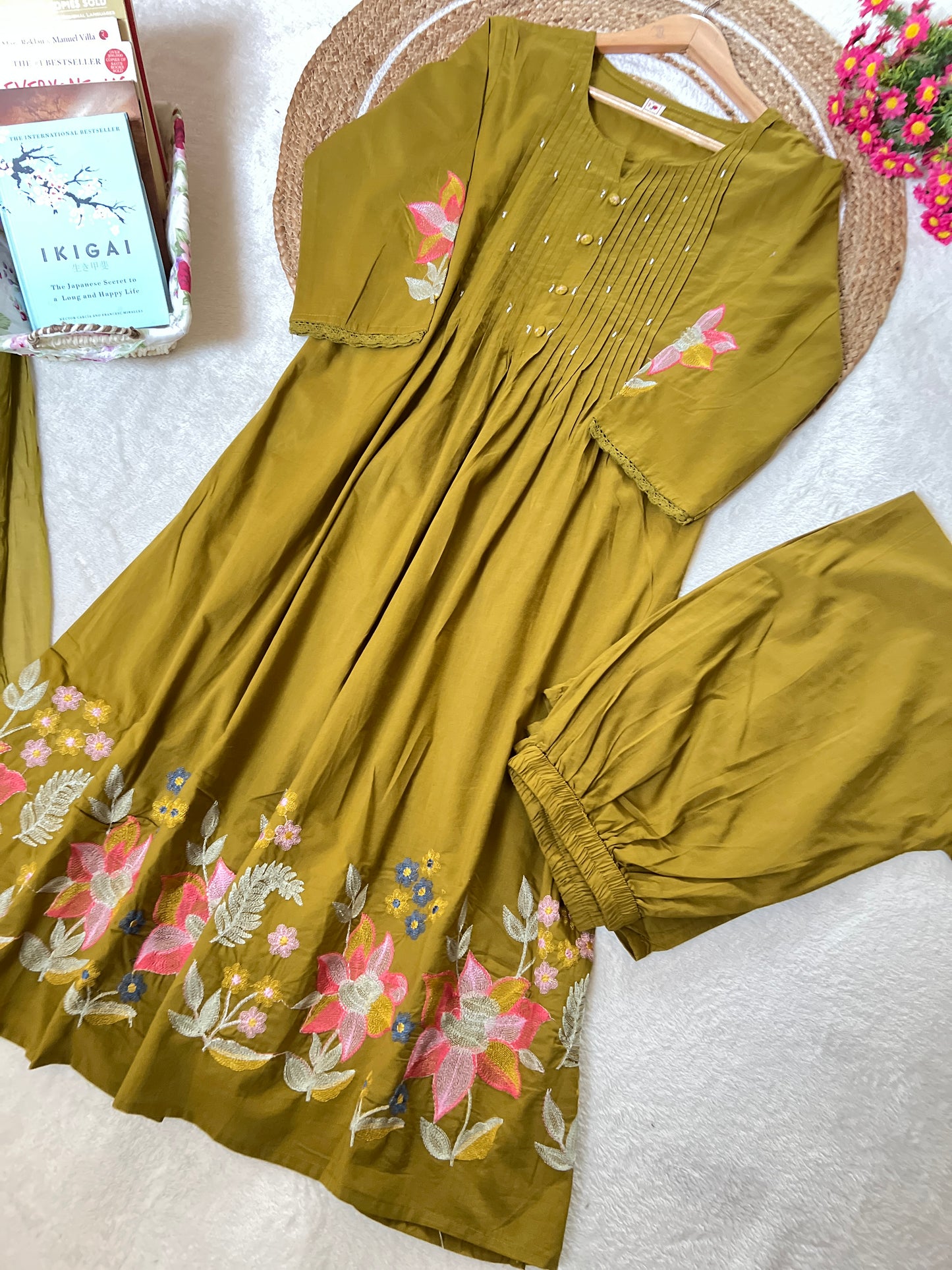 Premium cotton dress with embroidery