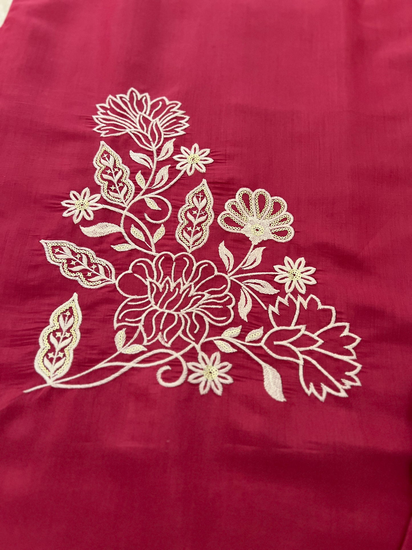 Beautiful roman silk material dress with embroidery