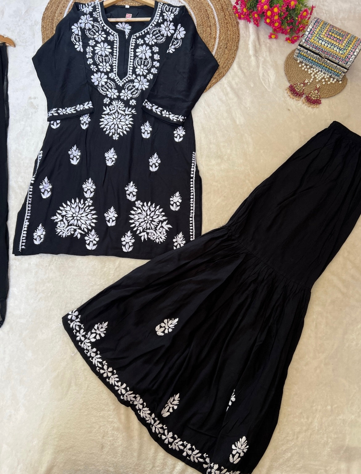Beautiful Black and White Chikankari Dress