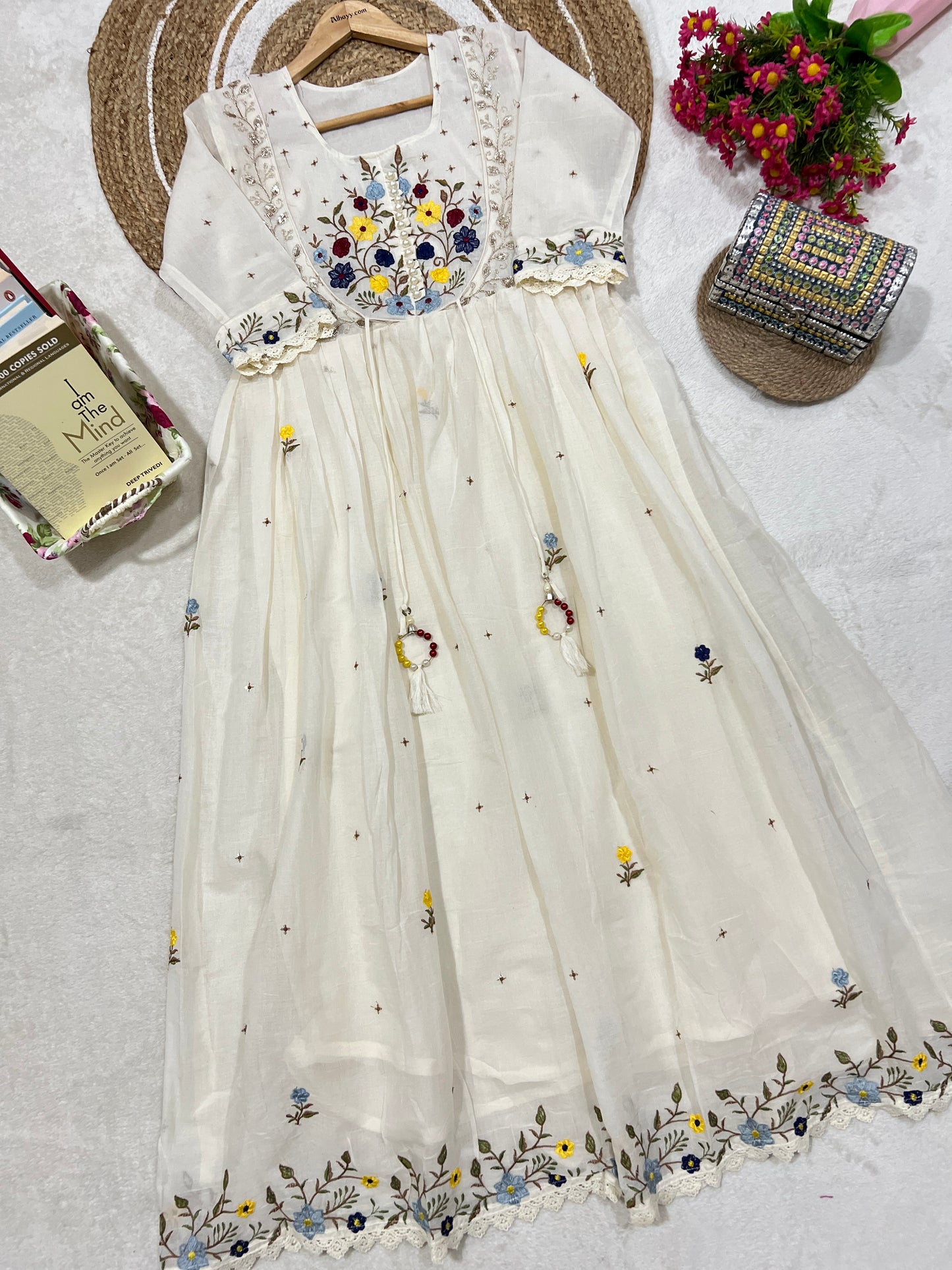 Beautiful cotton frock with embroidery