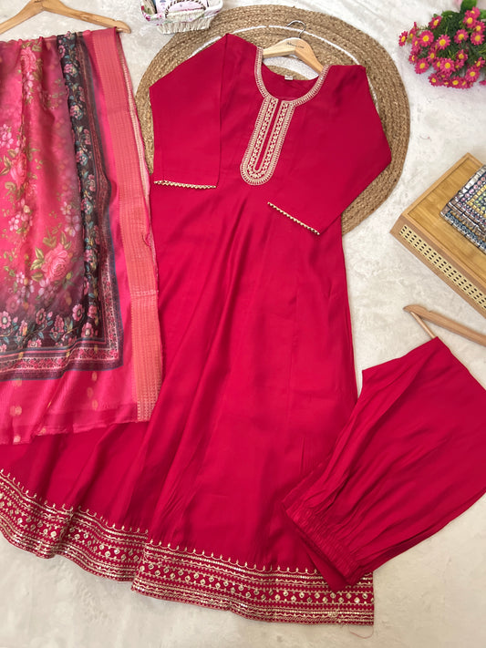 Beautiful red roman silk material dress