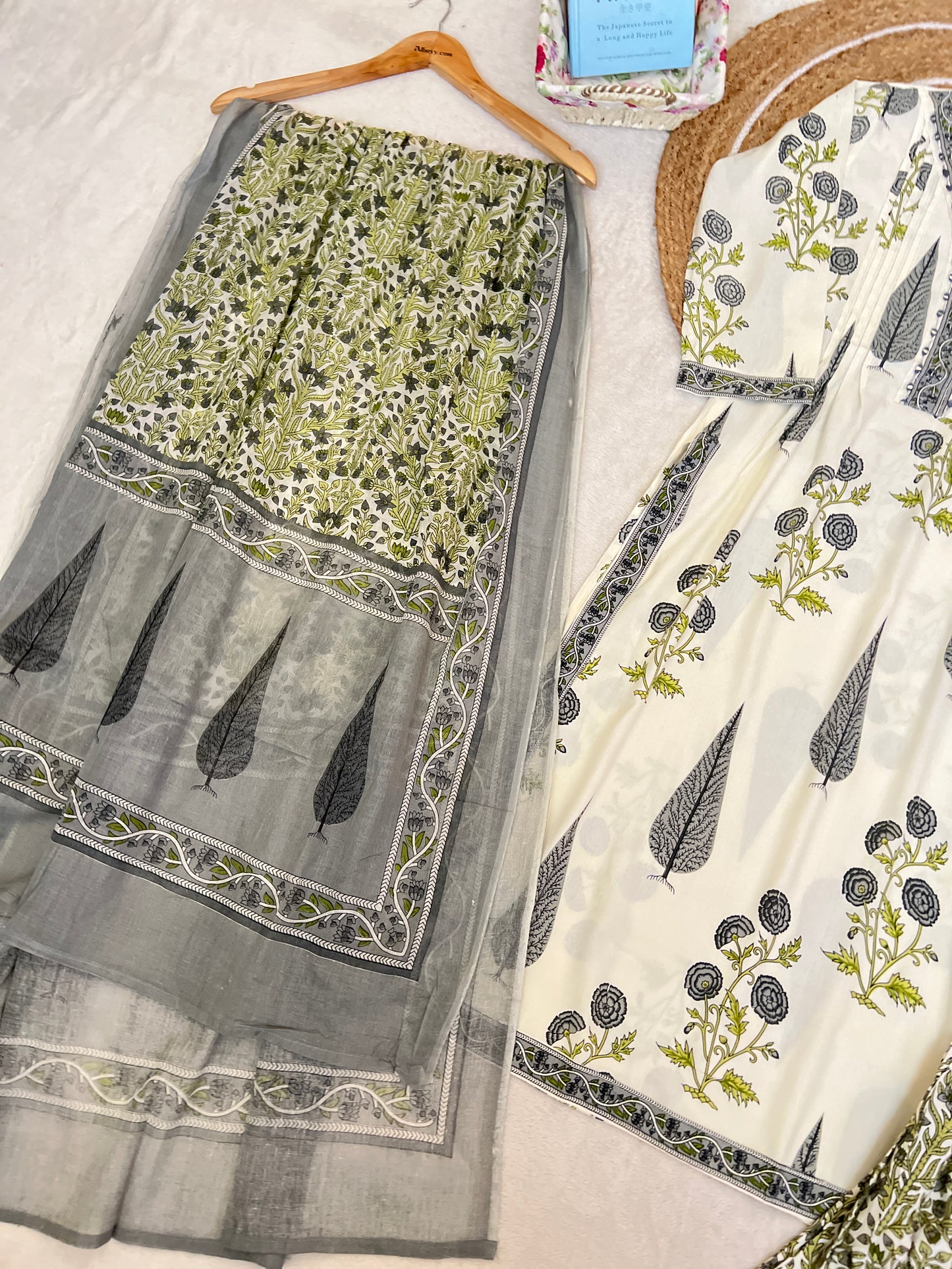Cotton dress with mirror work on neck
