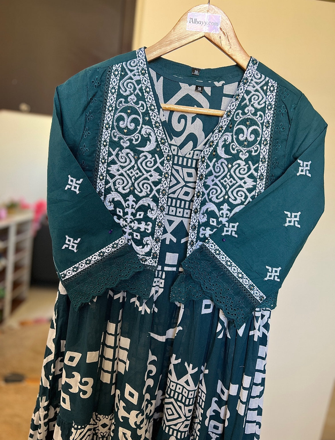 Frock with jacket cotton beautiful dress