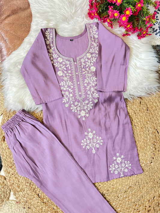 Kids dress with embroidery cotton silk