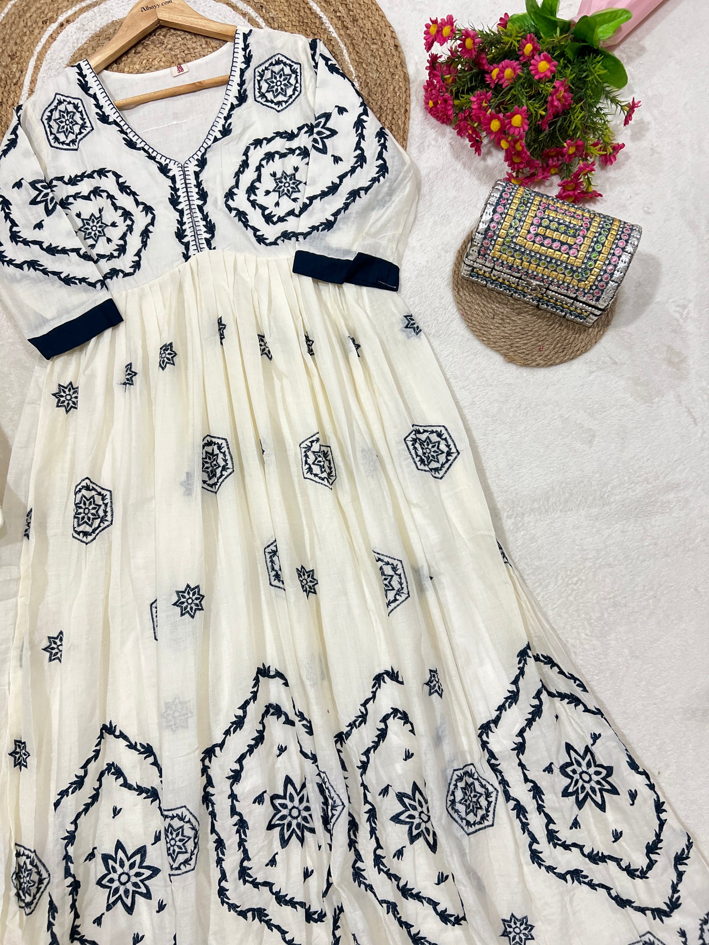 Frock cotton with full embroidery