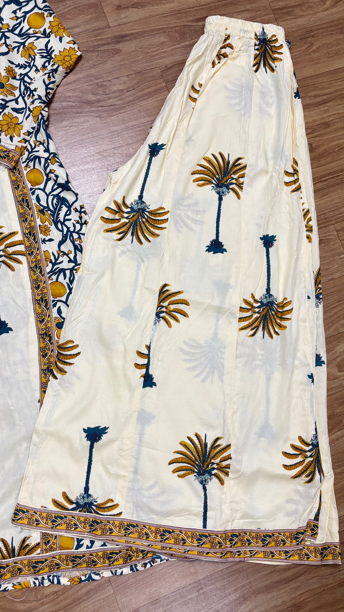 Suit set cotton work on net and other full print