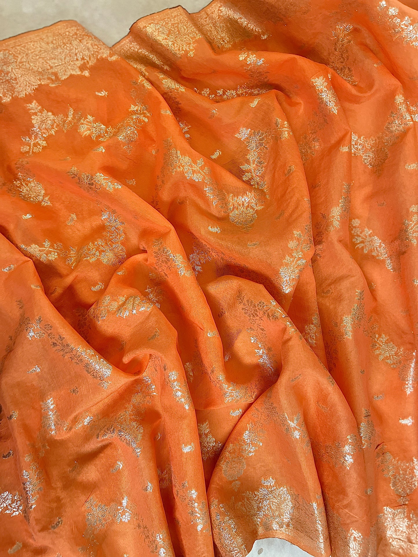 Beautiful ethnic wear with golden work in silk material