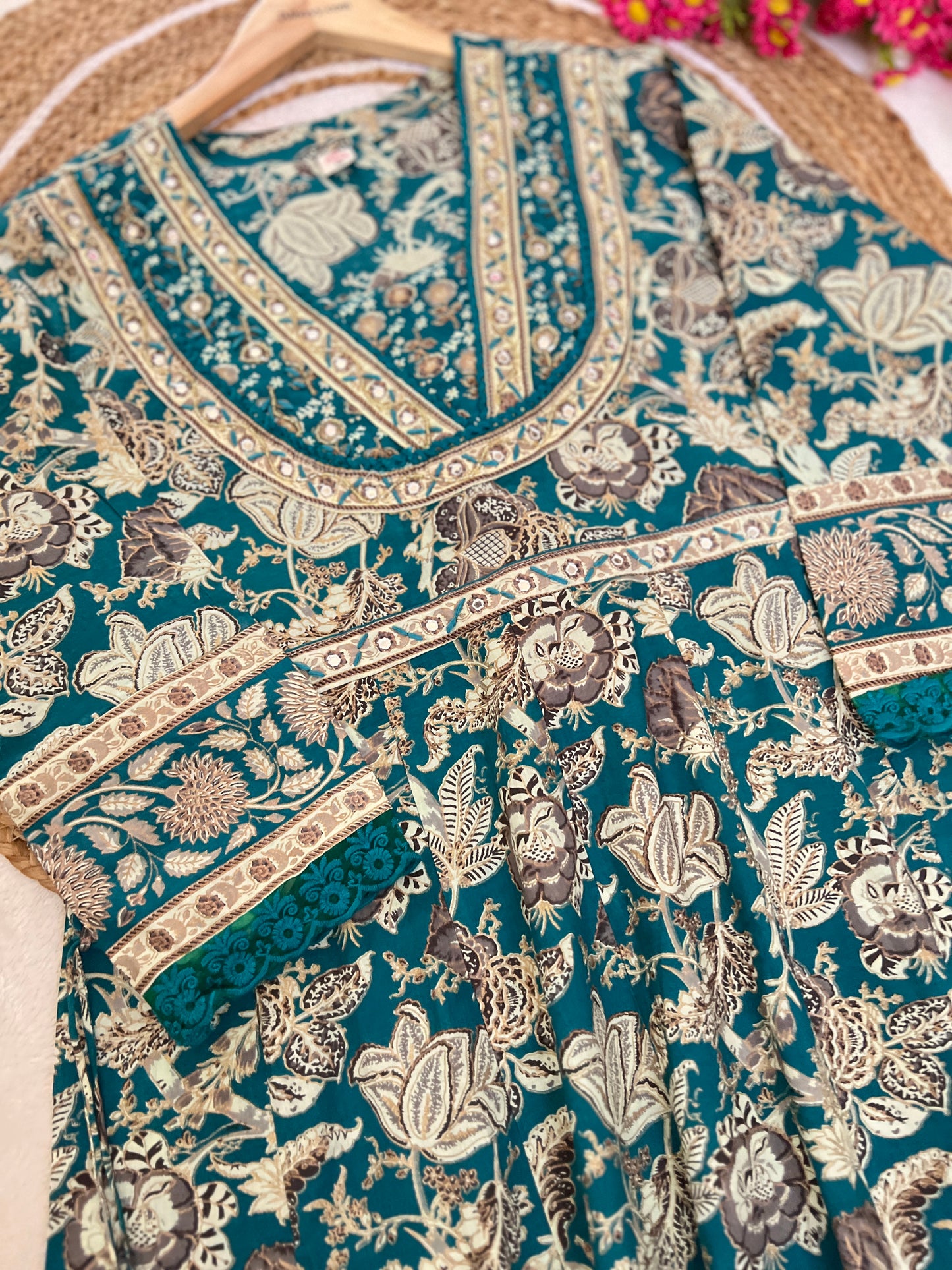 Beautiful cotton frock set with full lace work