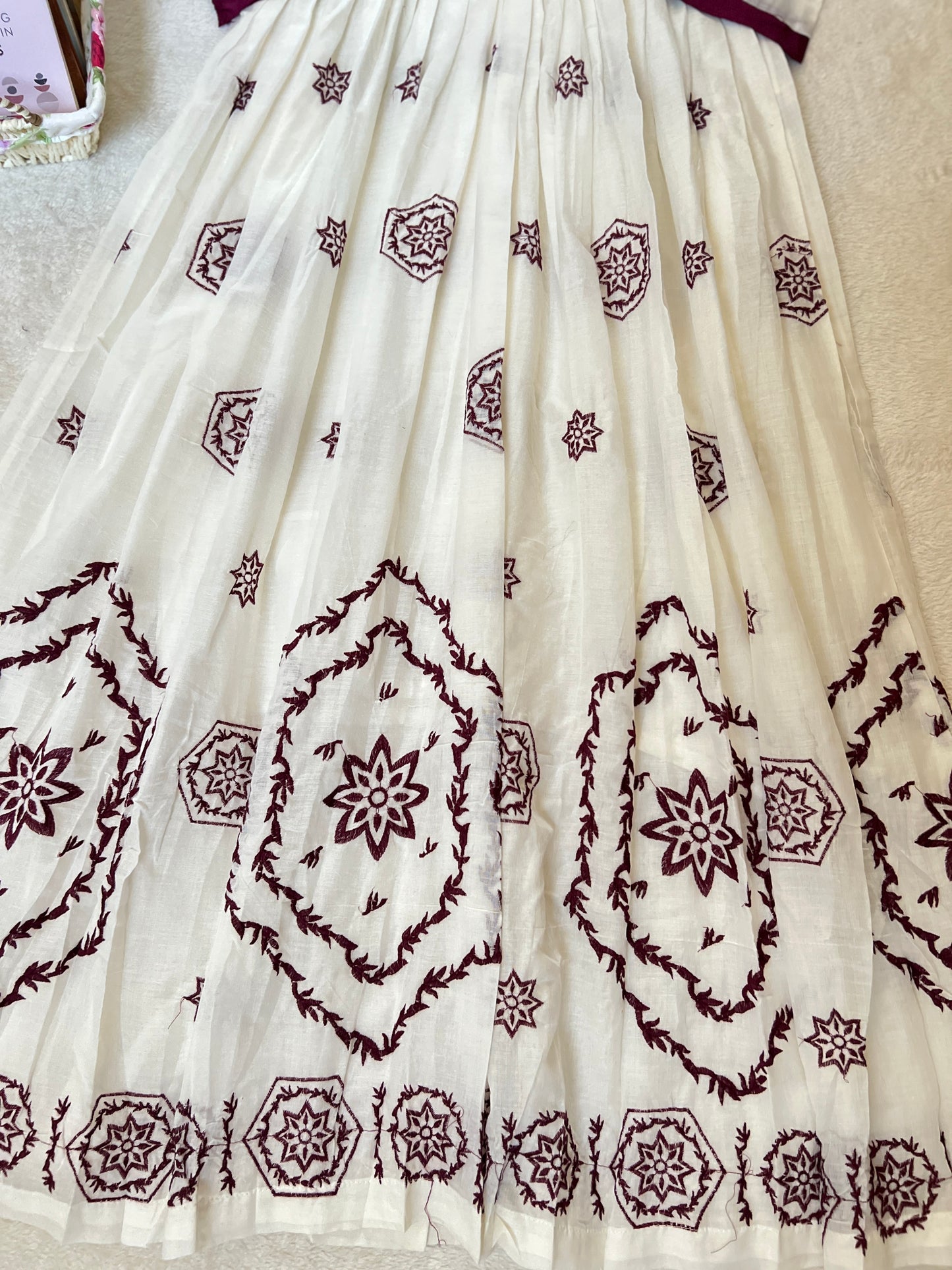 Beautiful cotton frock with full embroidery