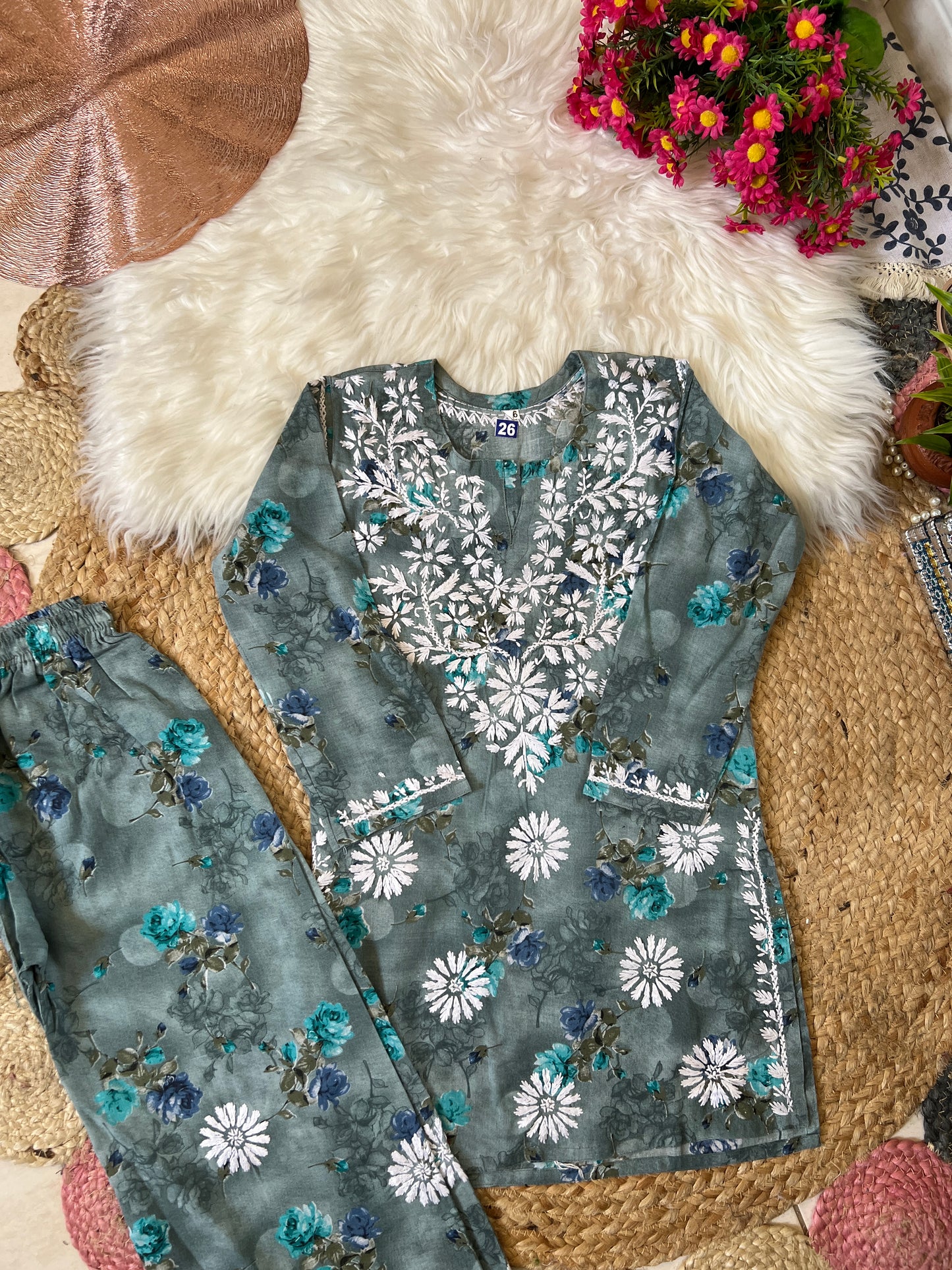 Kids dress Chikankari cotton