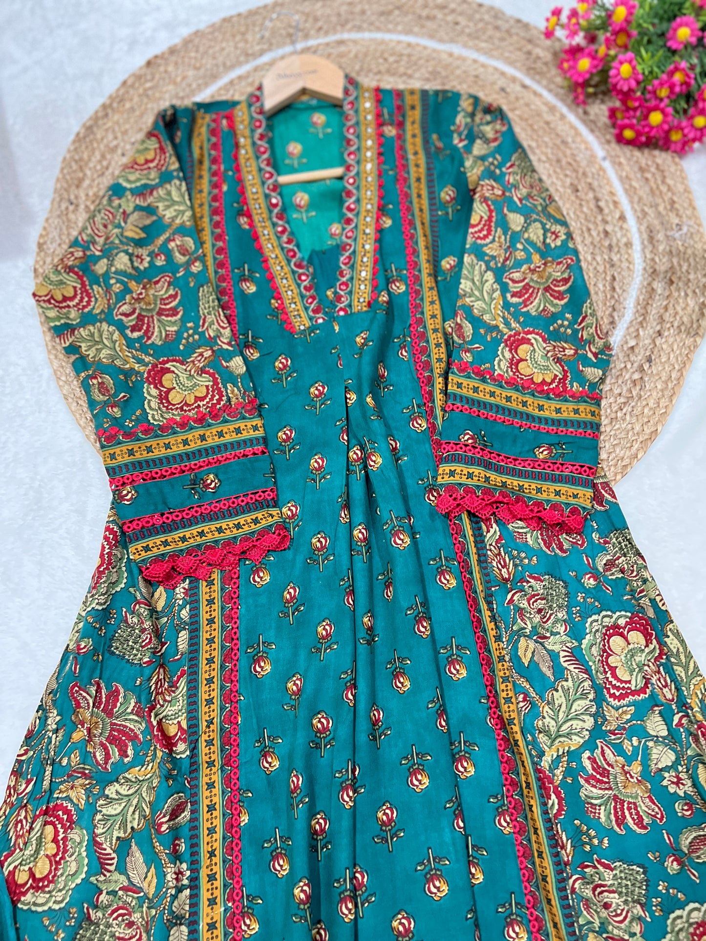 Cotton dress with cotton organza dupatta