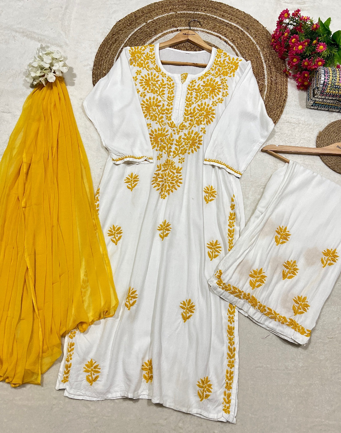 Chikan kari dress