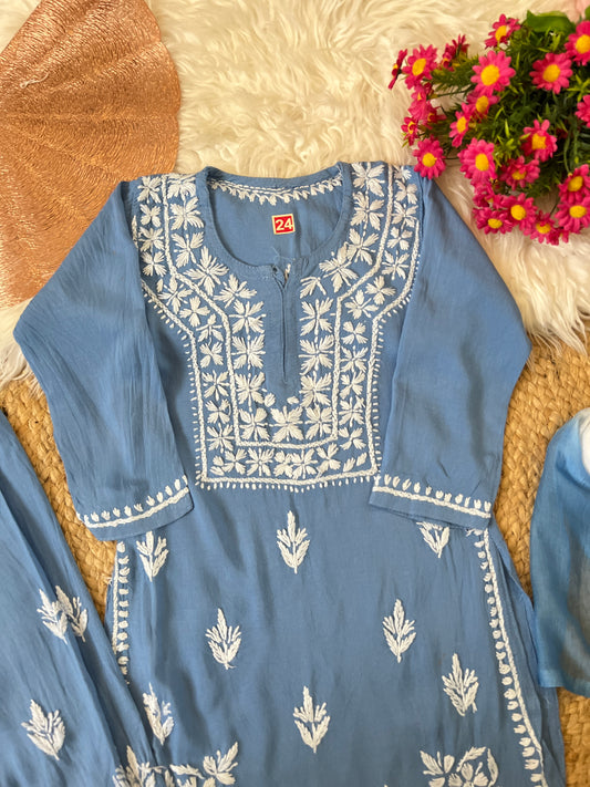 Kids chikankari dress in soft cotton