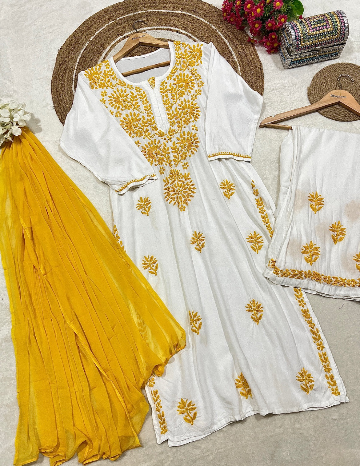 Chikan kari dress