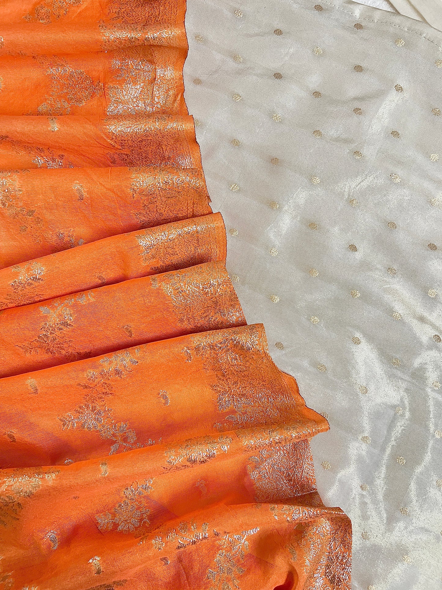 Beautiful ethnic wear with golden work in silk material