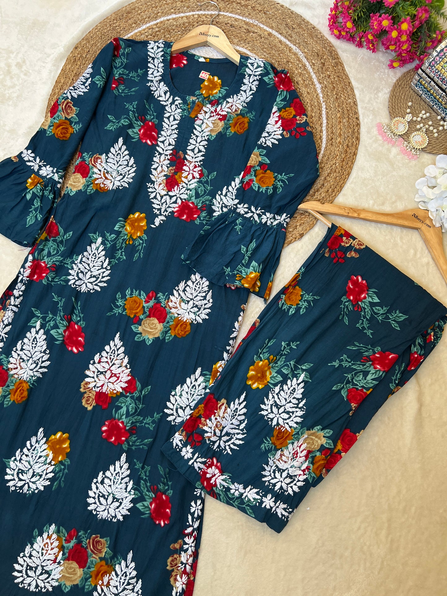Beautiful chikankari kurtie pant