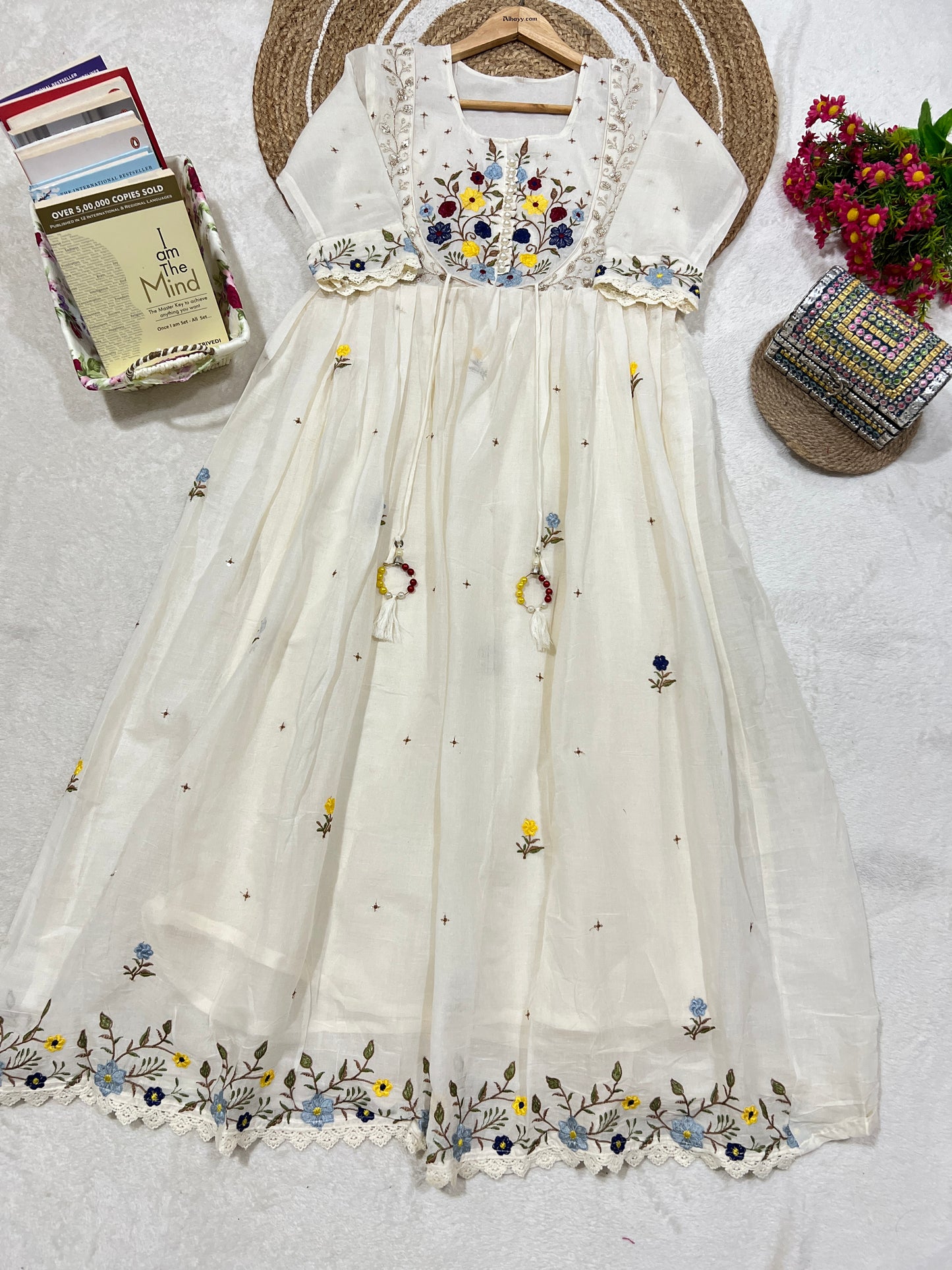 Beautiful cotton frock with embroidery