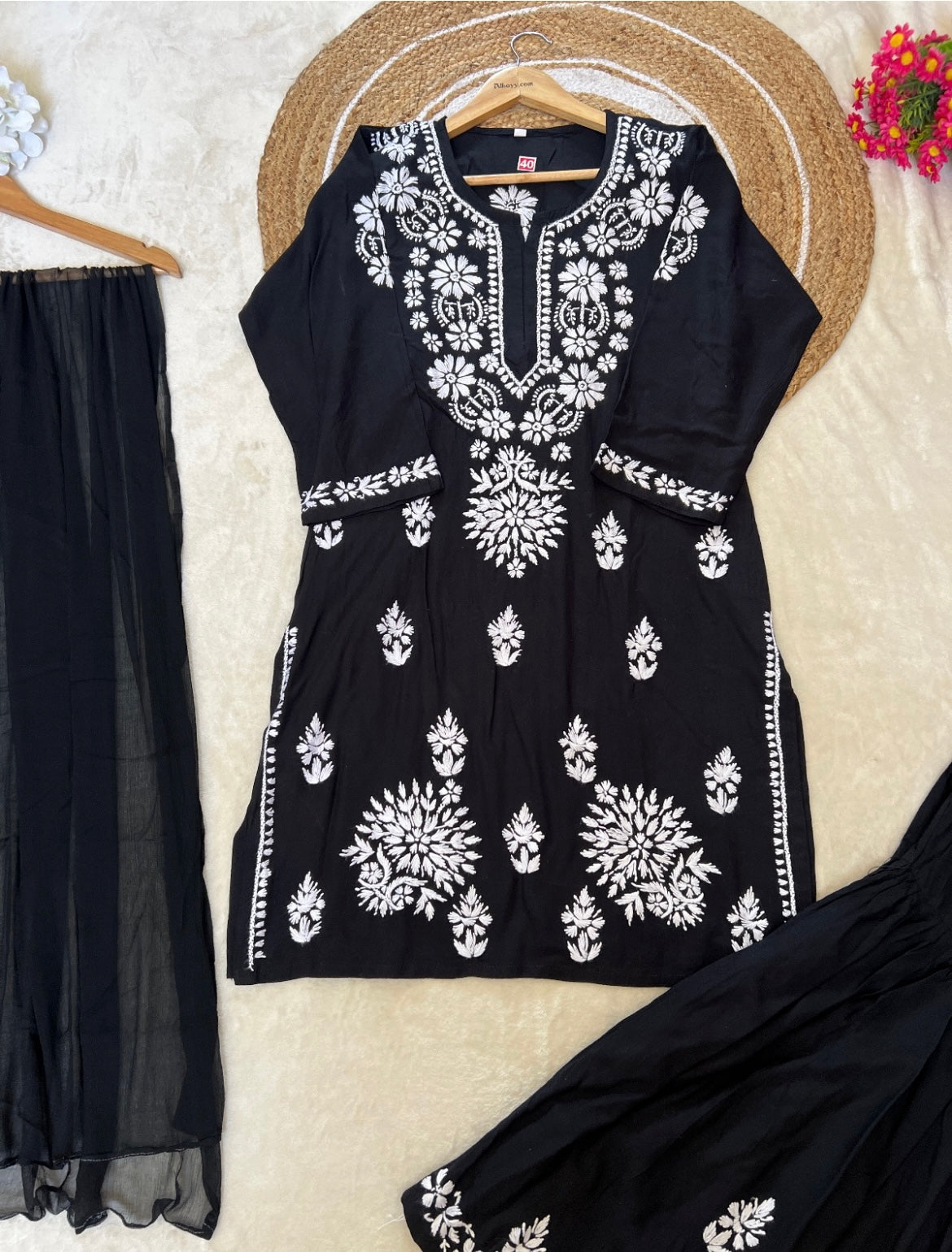 Beautiful Black and White Chikankari Dress