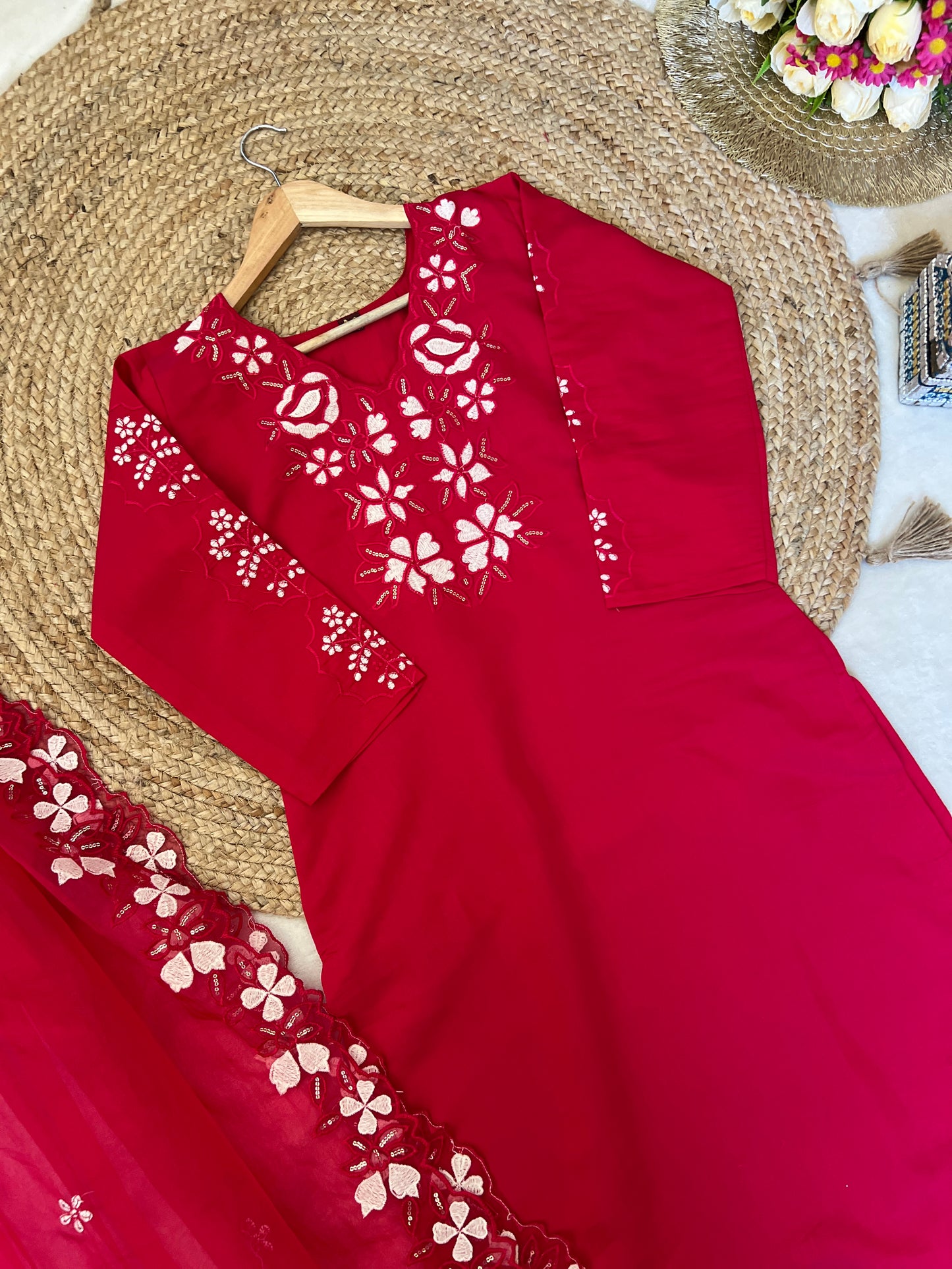 Premium Roman silk Dress with beautiful work - CBRP 4210