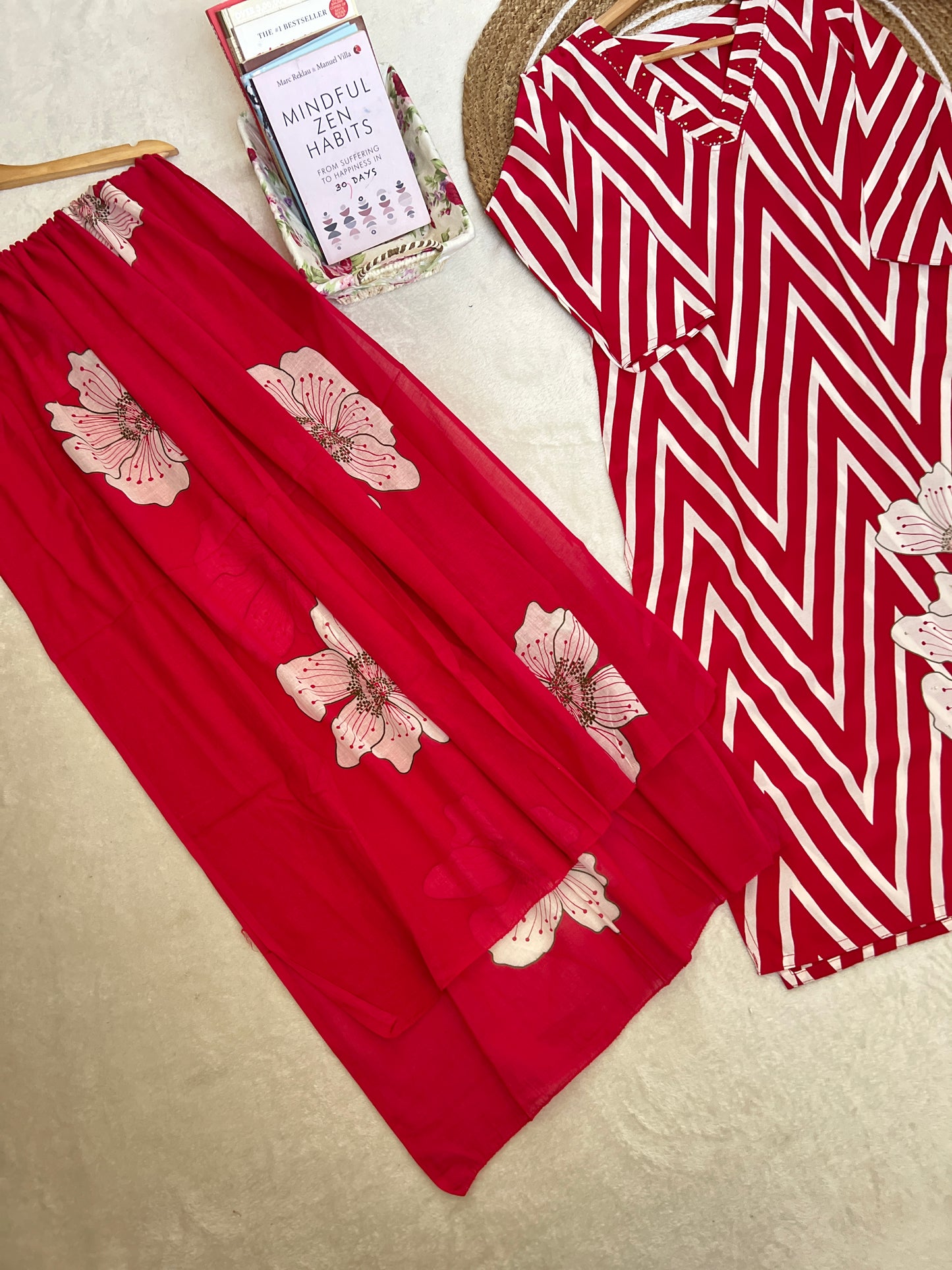 Beautiful dress in tomato red color, (similar to pink ) color variation in pic. Material rayot soft cotton premium material