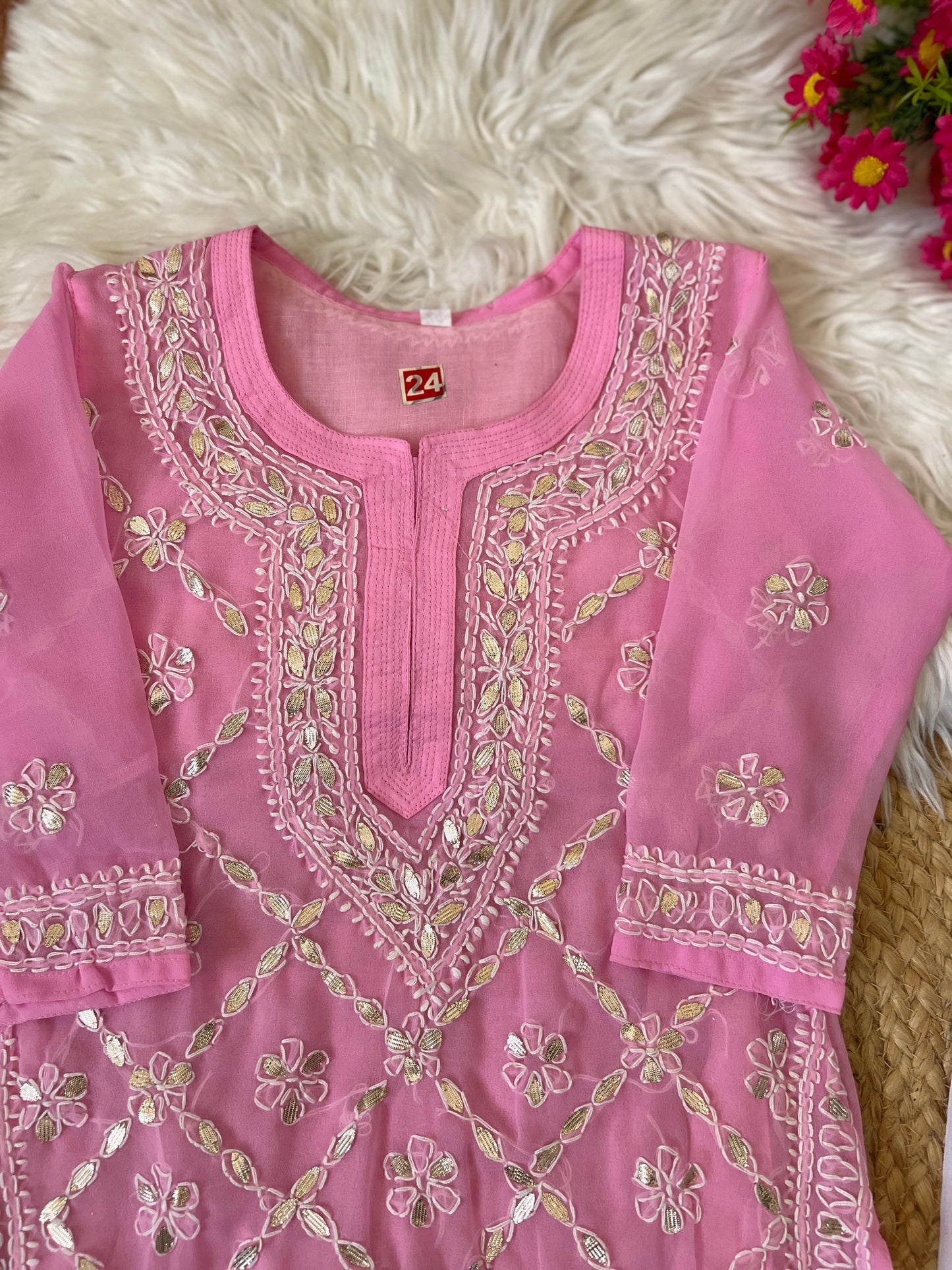 Kids chikankari with gotapatti work