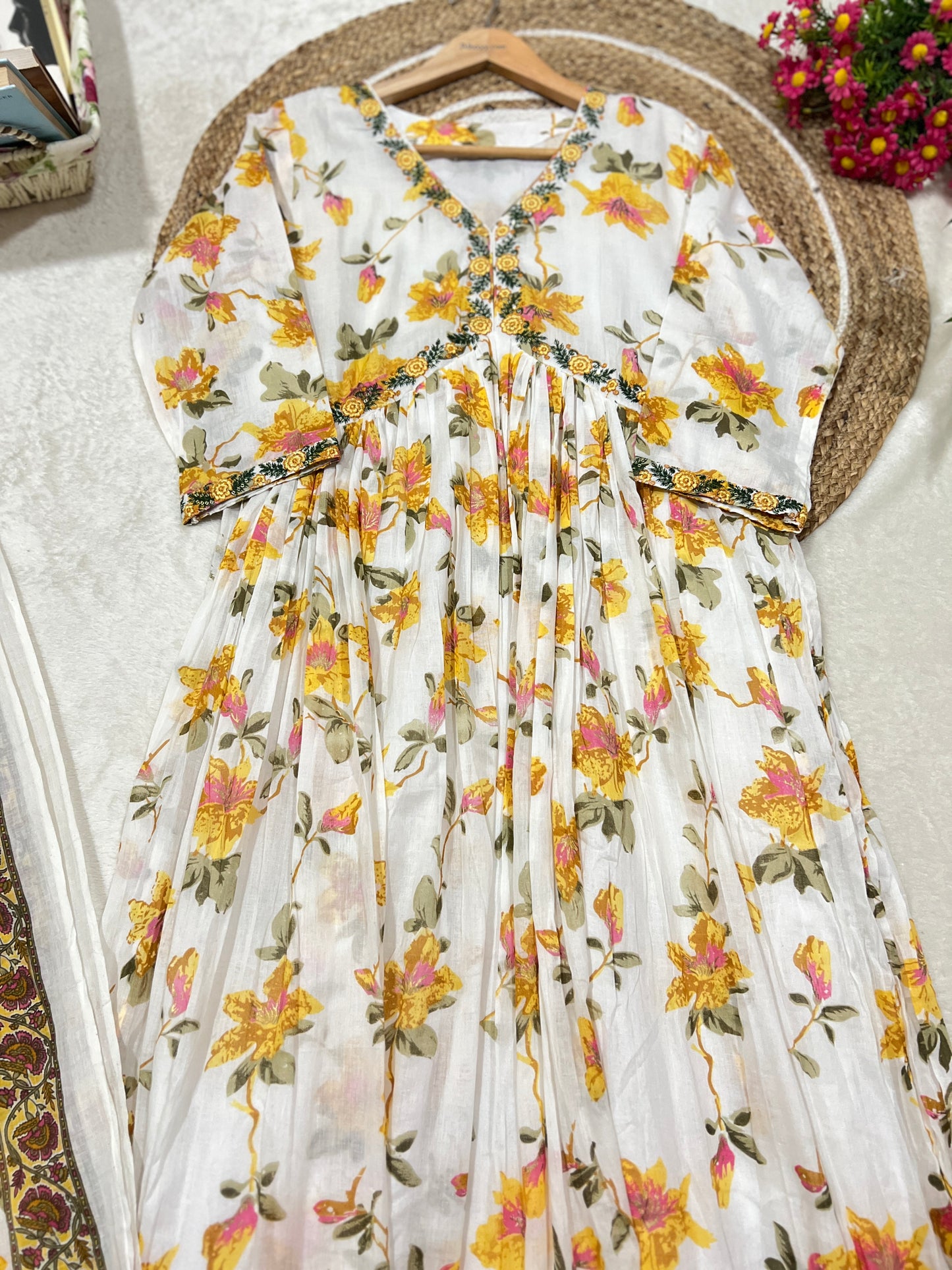 Mul cotton frock with dupatta and pant