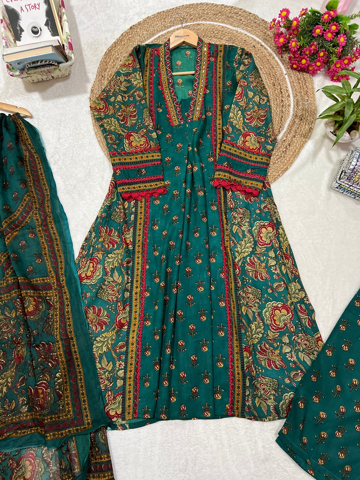 Cotton dress with cotton organza dupatta