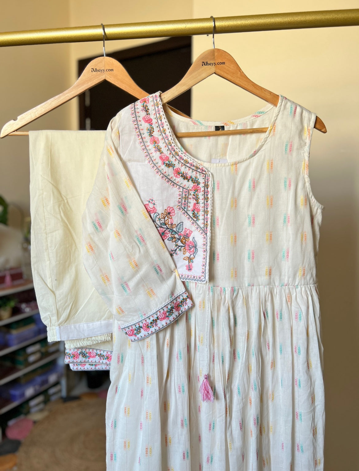 beautiful cotton frock with jacket