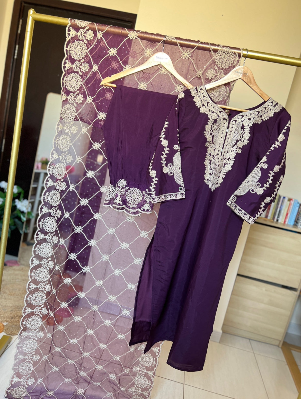 Beautiful dress with full embroidery with organza dupatta