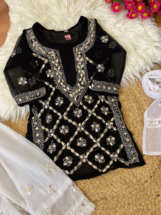 Kids chikankari with gota patti work