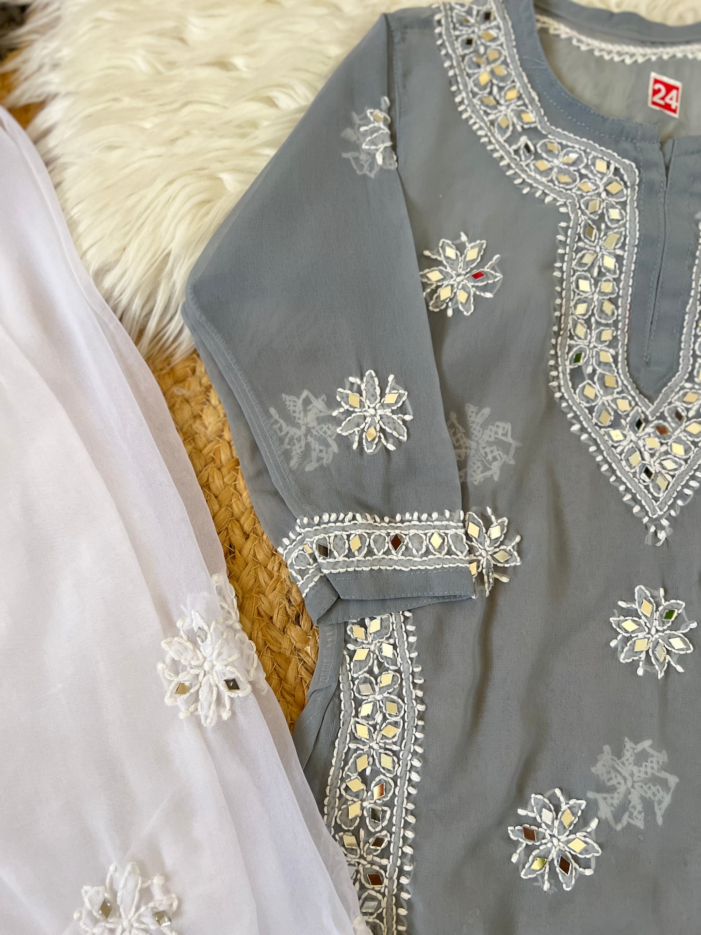 Kids chikankari with mirror work