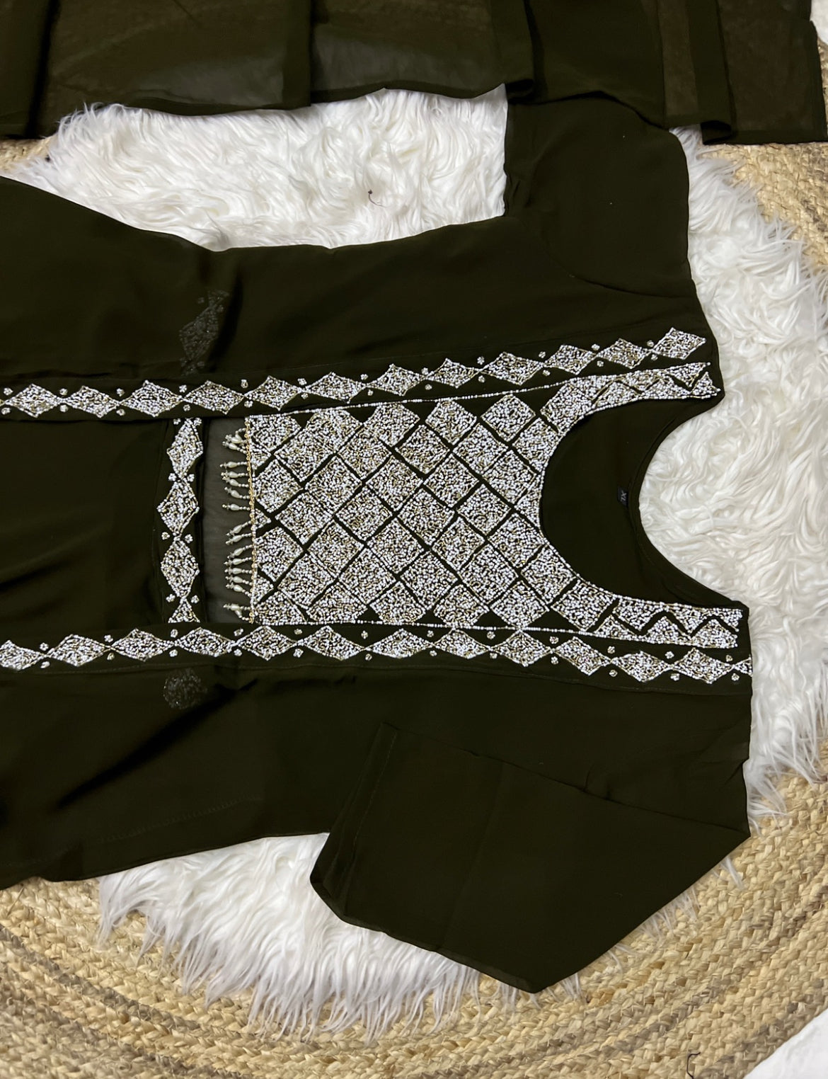 Premium party wear jacket with choli and skirt georgette