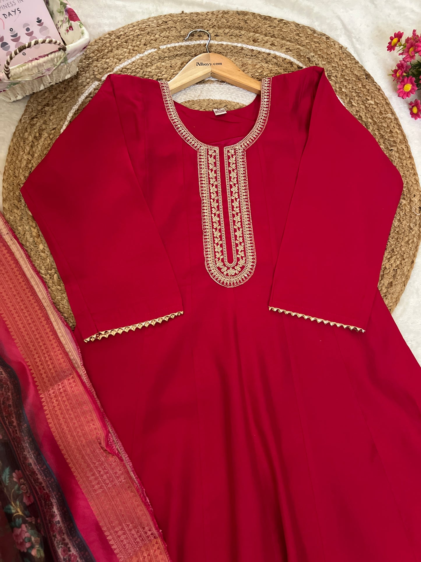 Beautiful red roman silk material dress