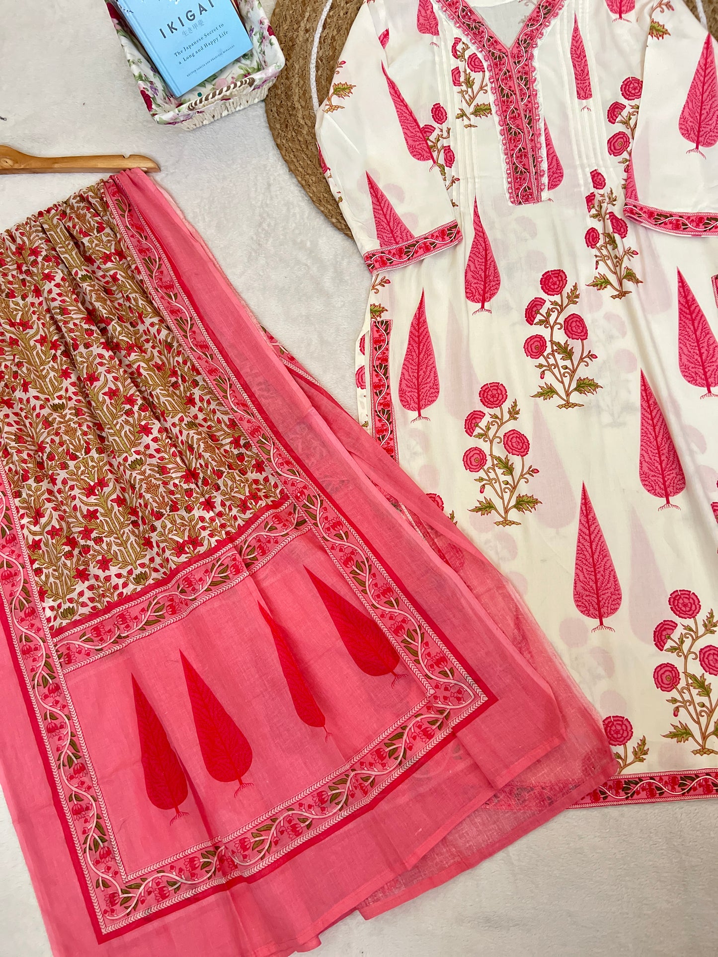 Beautiful dress with mirror work on neck