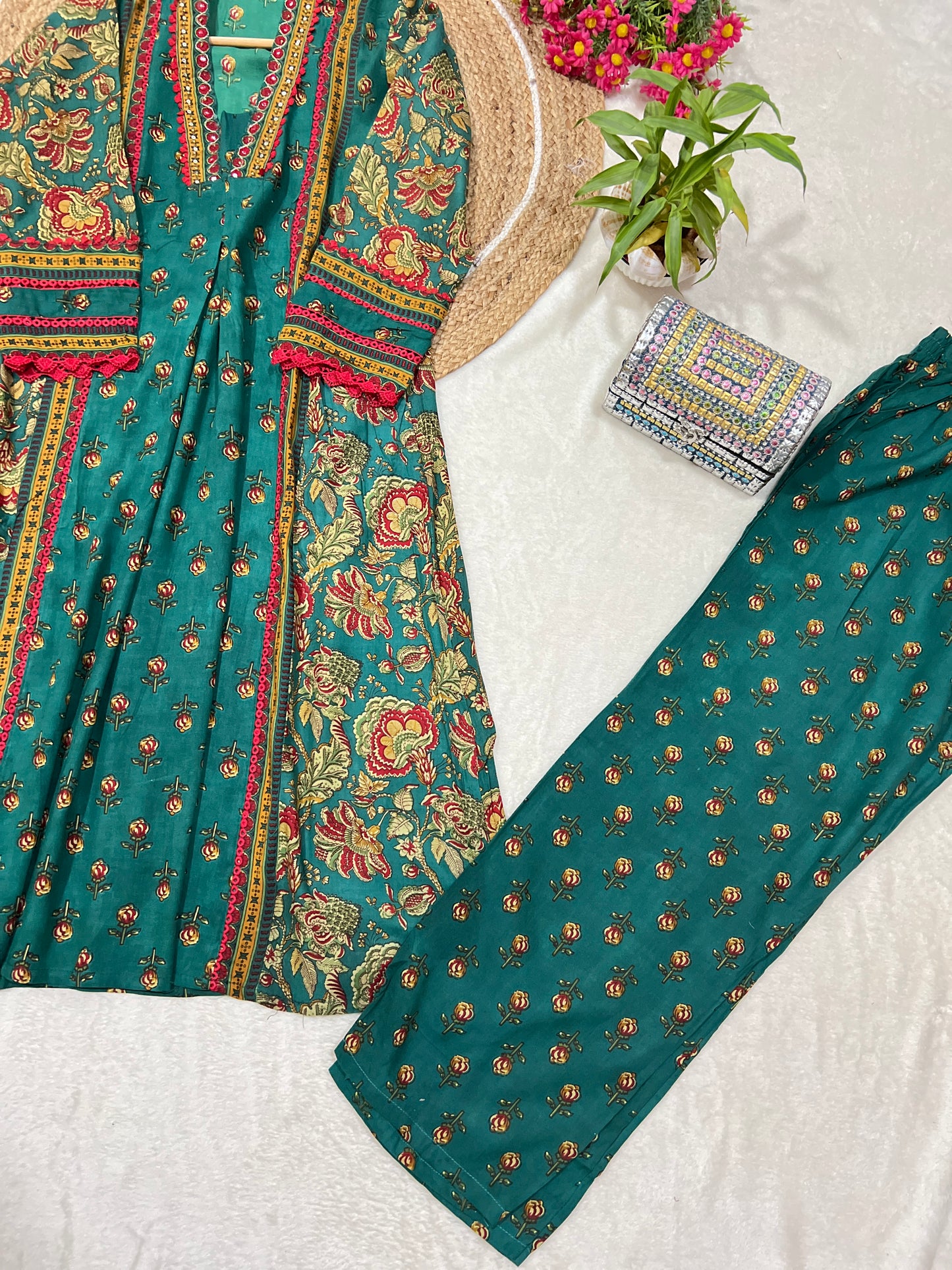 Cotton dress with cotton organza dupatta